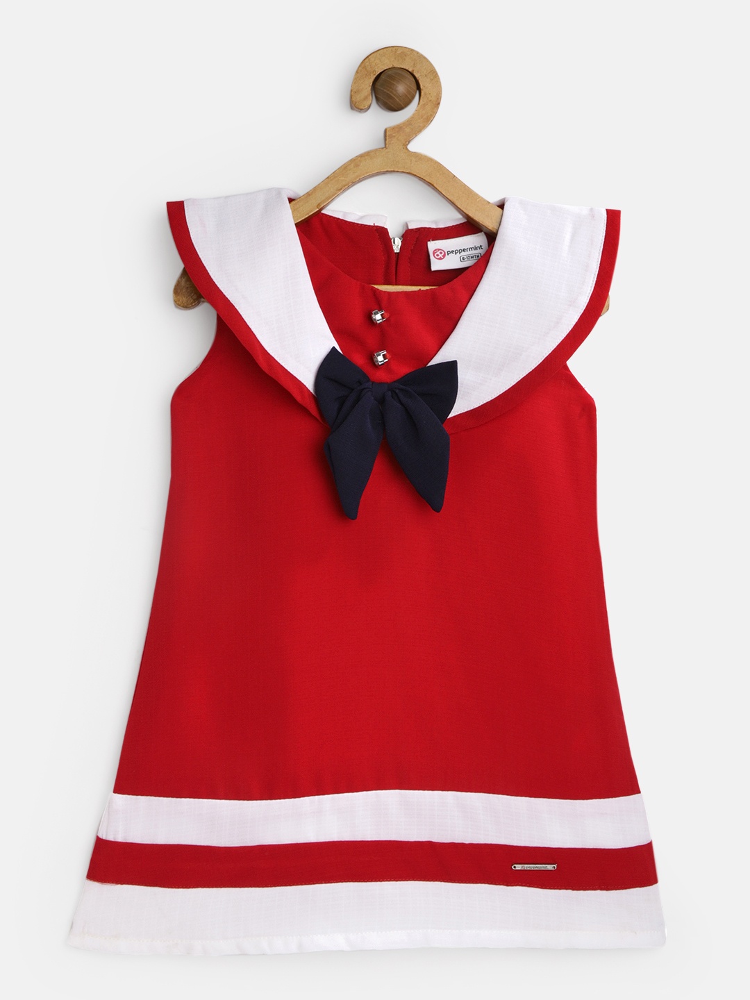

Peppermint Girls Red & White Solid A-Line Dress