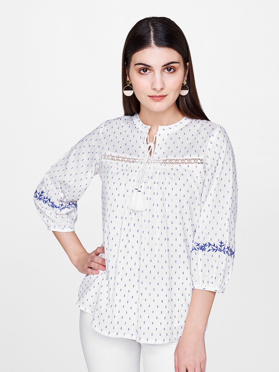 

AND Women White Self Design Top