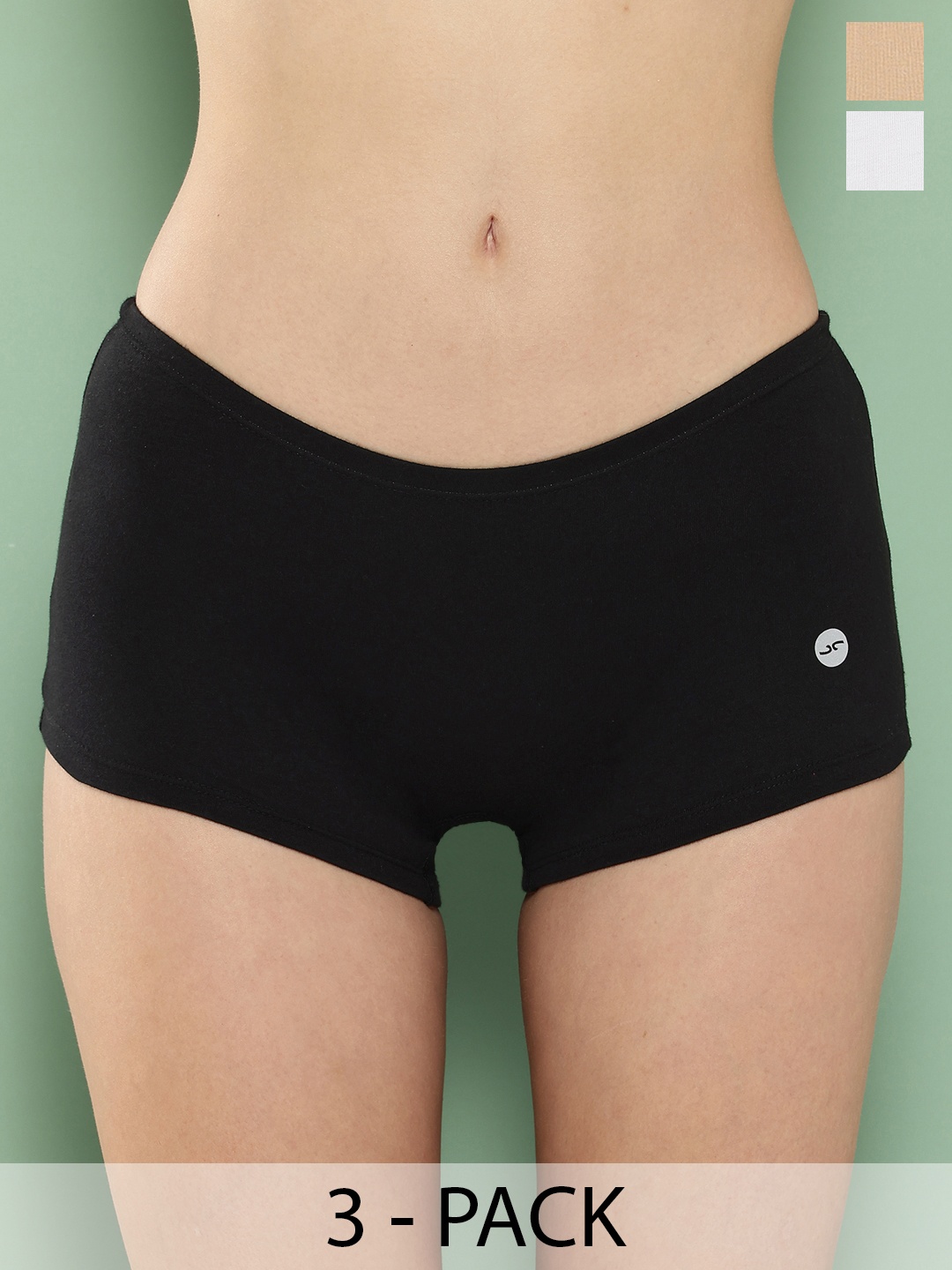 

Leading Lady Women Pack of 3 Assorted Boy Shorts Joyi-BLK-SKN-WH-3