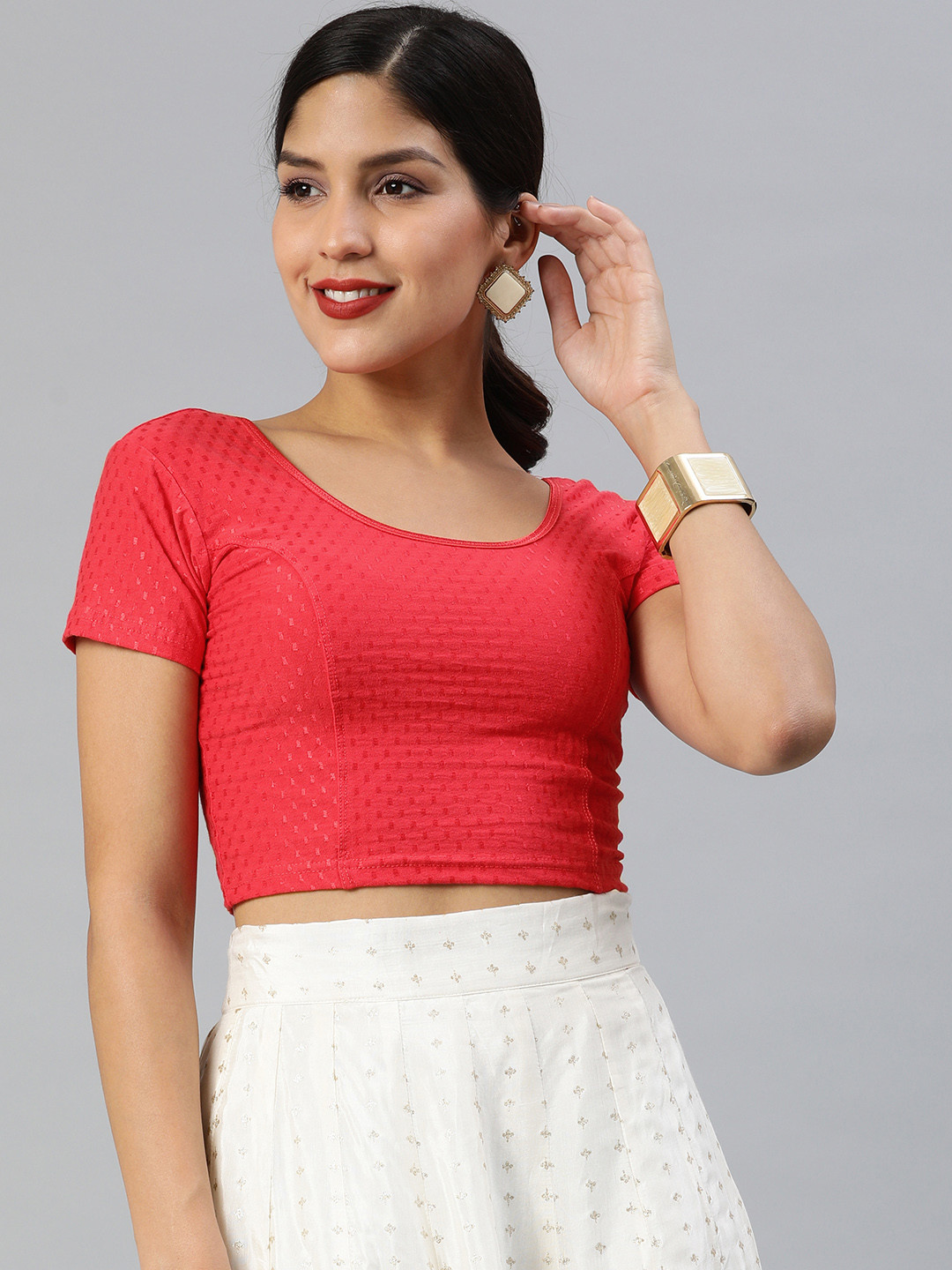 

Inddus Pink Cotton Stretch Saree Blouse