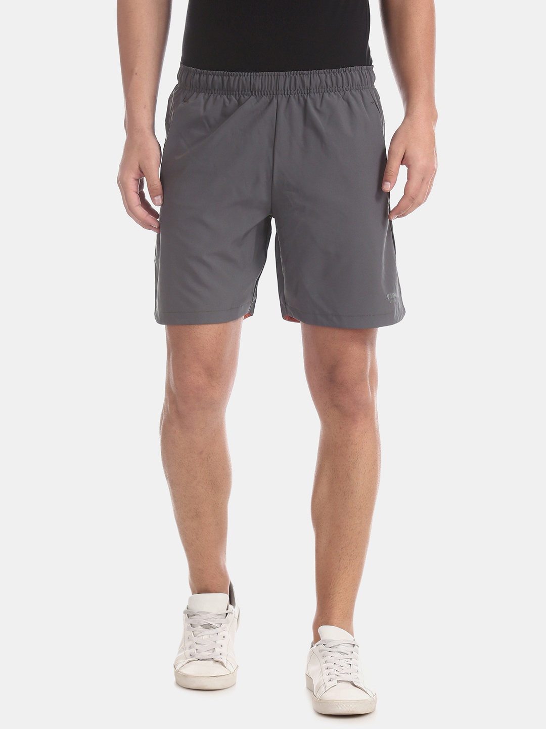 

U.S. Polo Assn. Men Grey Solid Regular Fit Sports Shorts