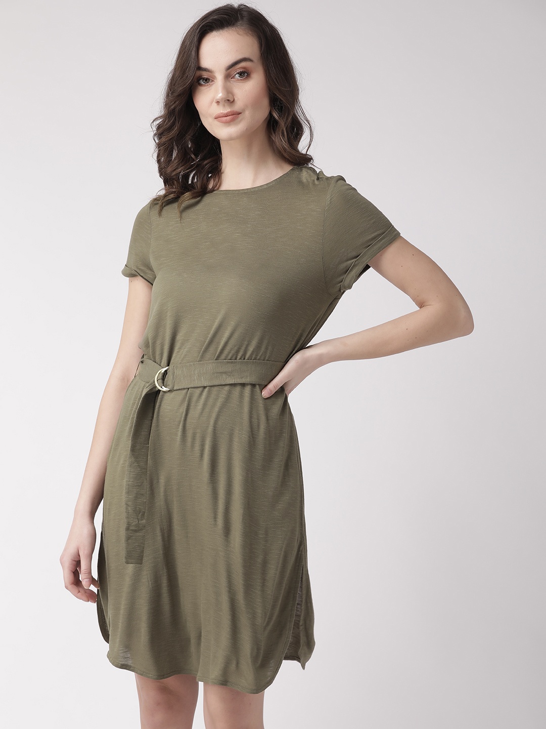 

Marks & Spencer Women Olive Green Solid T-shirt Dress