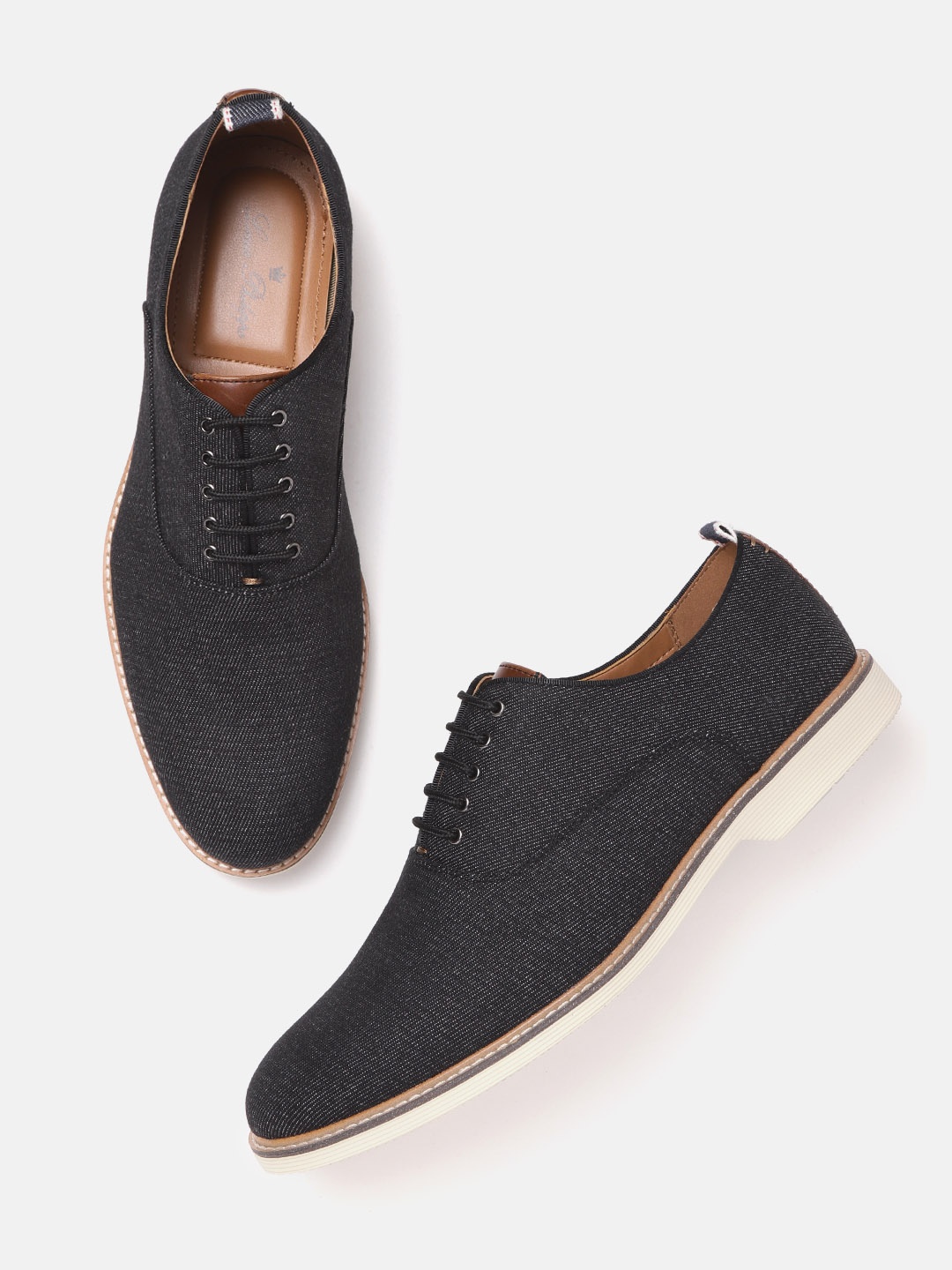 

Louis Philippe Men Black Denim Oxfords