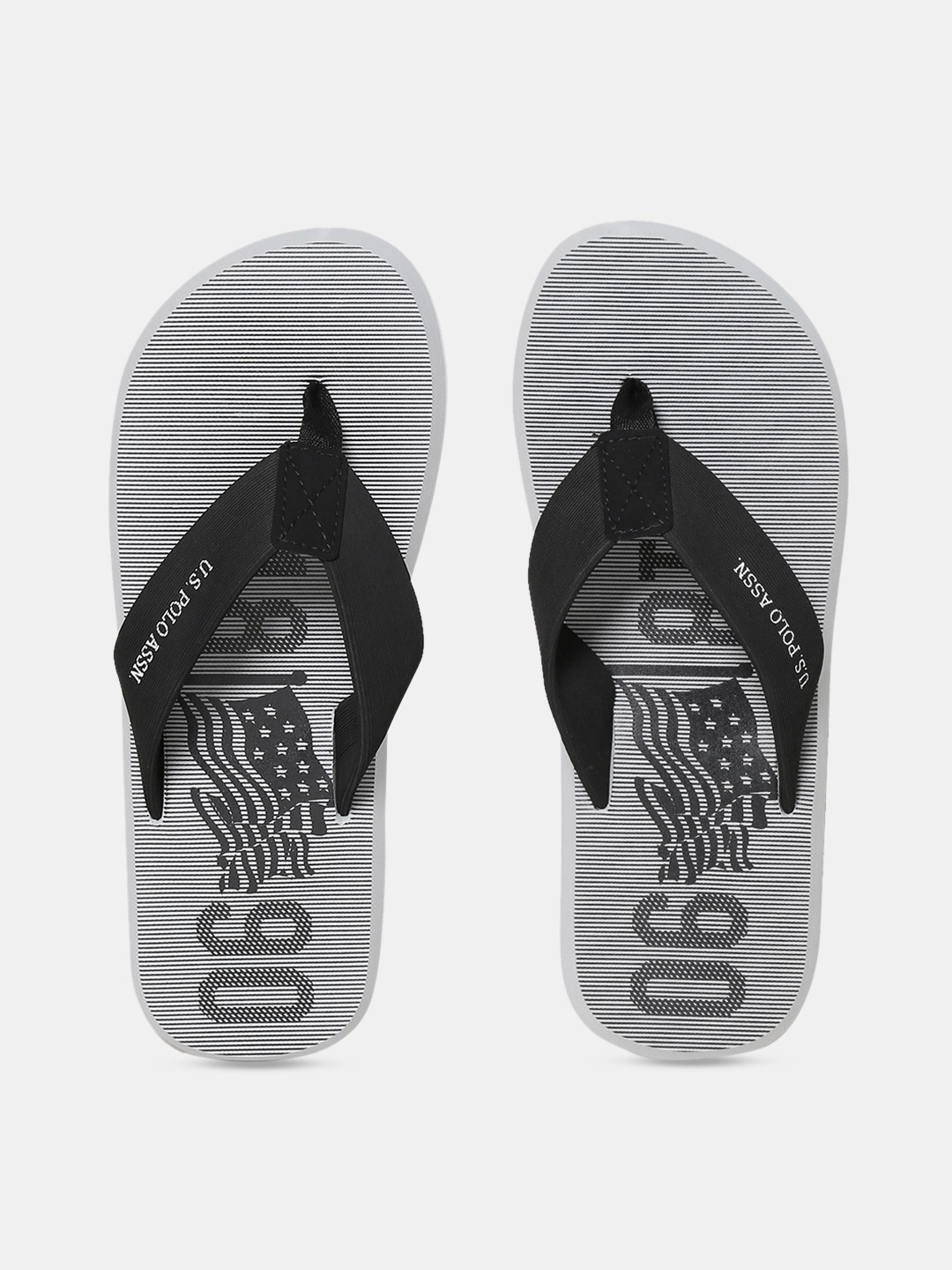 

U.S. Polo Assn. Men Grey & Black Printed Slip-On