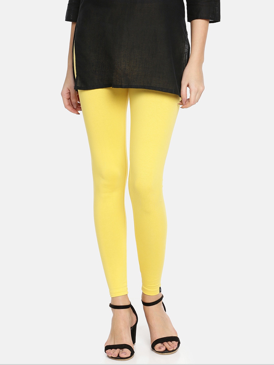 

TWIN BIRDS Women Yellow Solid Ankle-Length Leggings