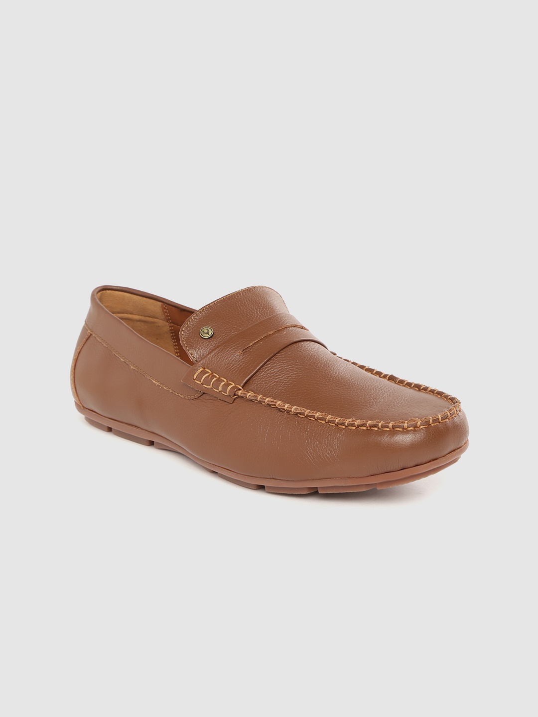 

Allen Solly Men Brown Solid Leather Penny Loafers