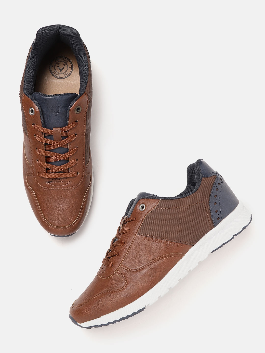 

Allen Solly Men Brown & Navy Blue Solid Sneakers