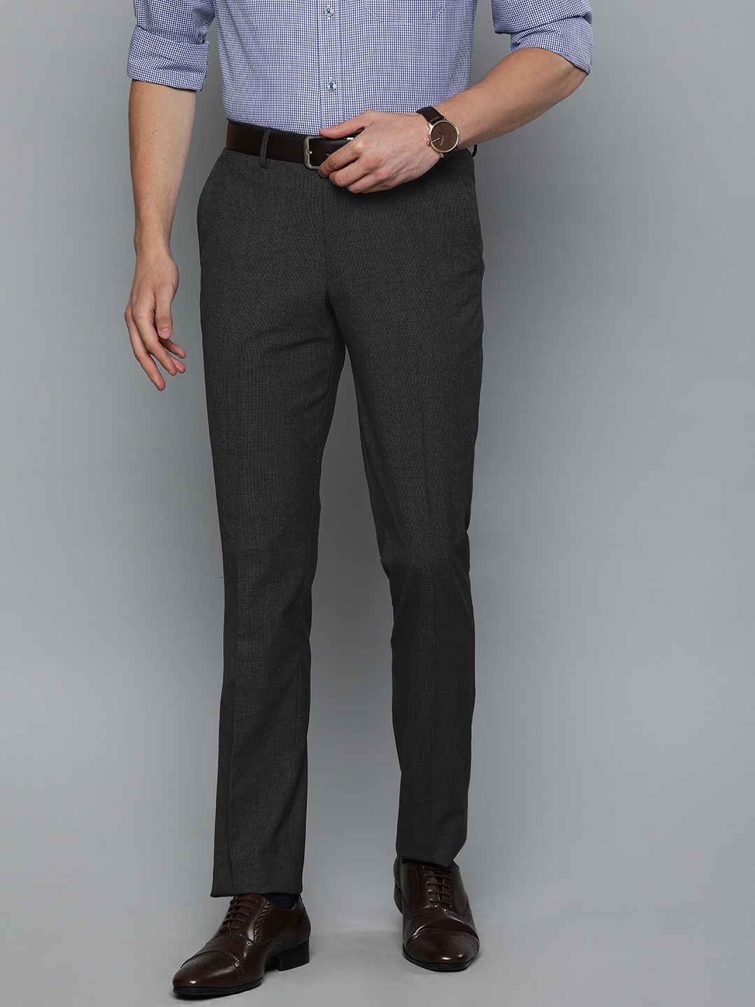 

Louis Philippe Men Black Slim Fit Solid Formal Trousers