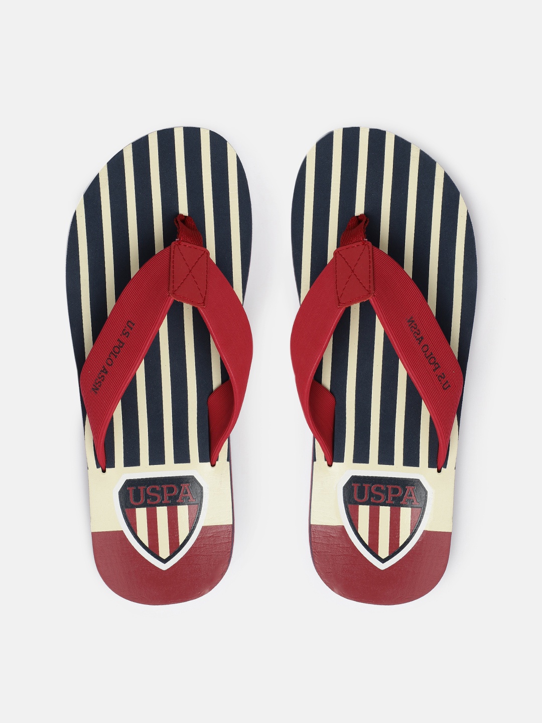 

U.S. Polo Assn. Men Navy Blue & Cream-Coloured Printed LEANDER Thong Flip-Flops