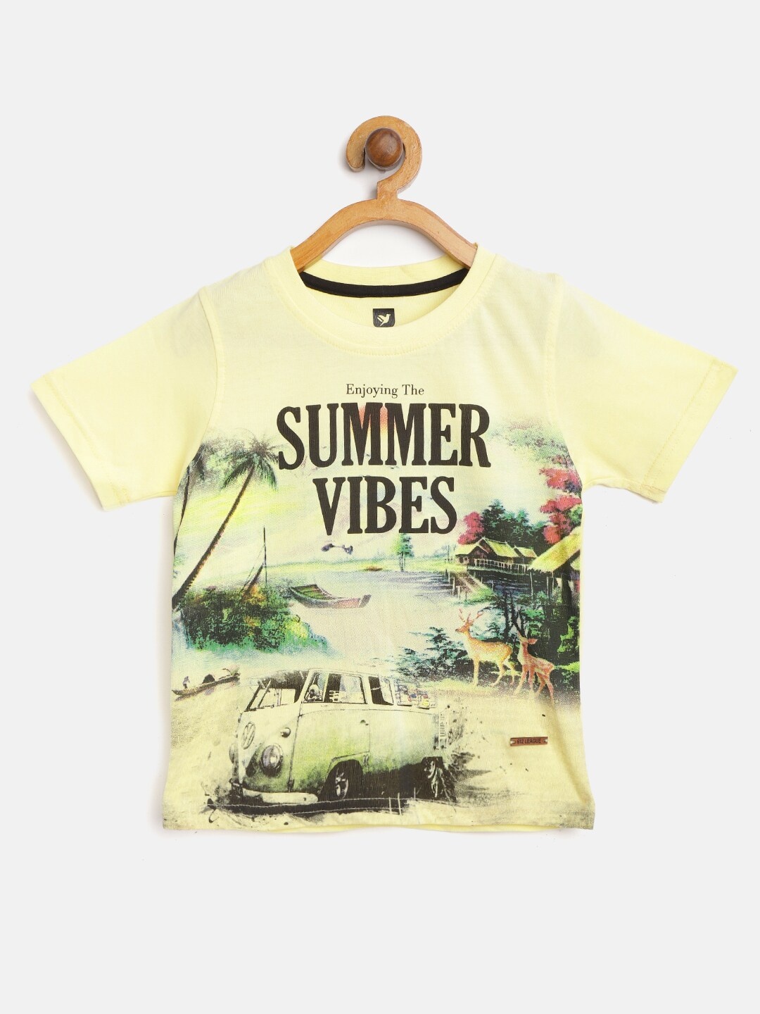 

612 league Boys Yellow & Green Printed T-shirt