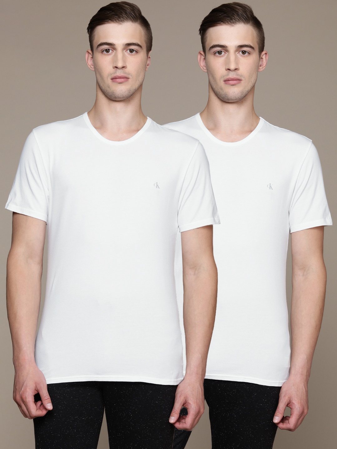 

Calvin Klein Underwear Men White Pack of 2 Solid Lounge Tshirt