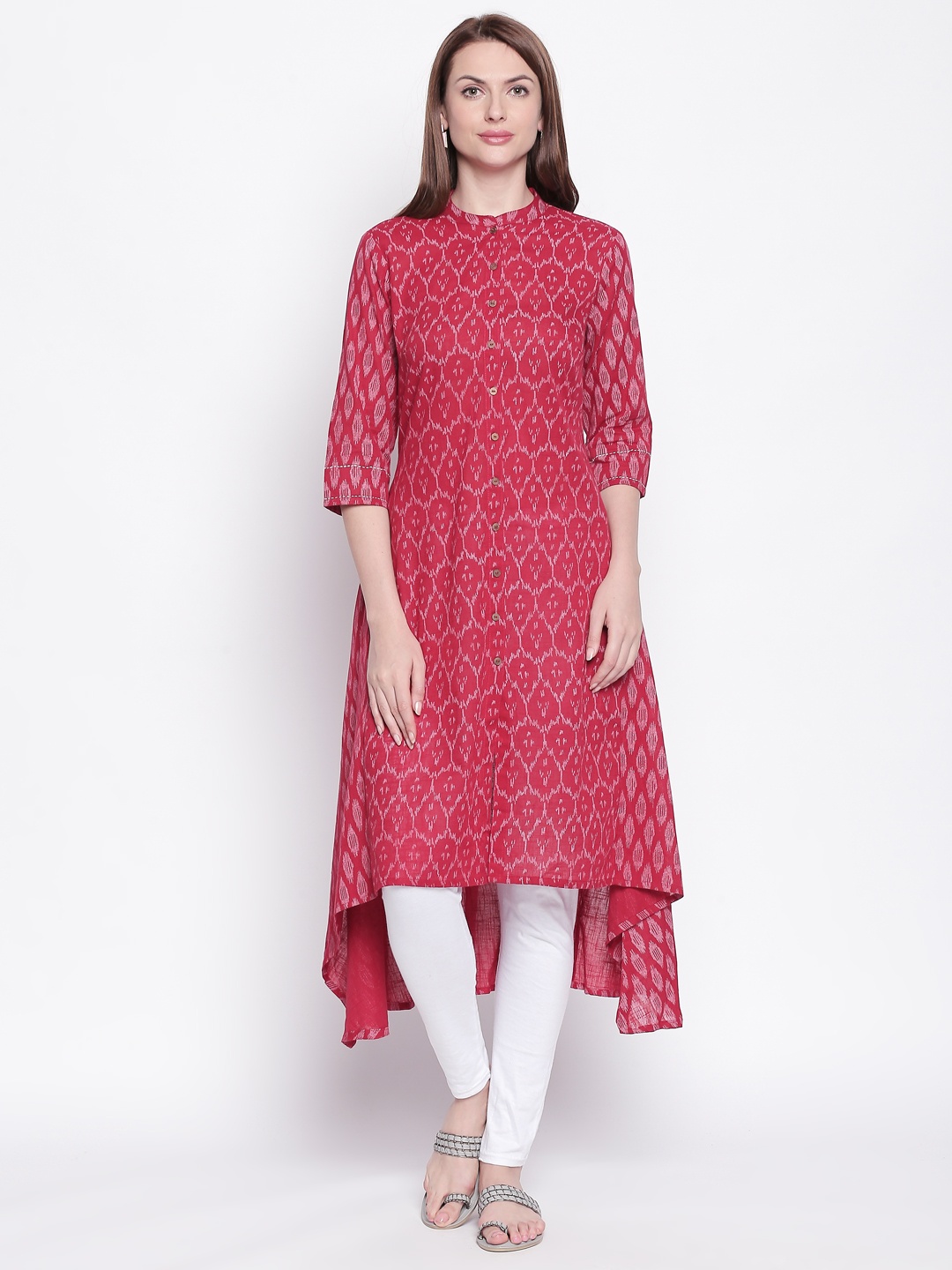 

RANGMANCH BY PANTALOONS Women Red Woven Design A-Line Kurta