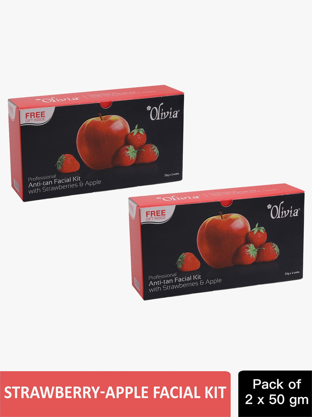 

Olivia Set of 2 Professional Anti-Tan Strawberry-Apple Facial Kit, Red