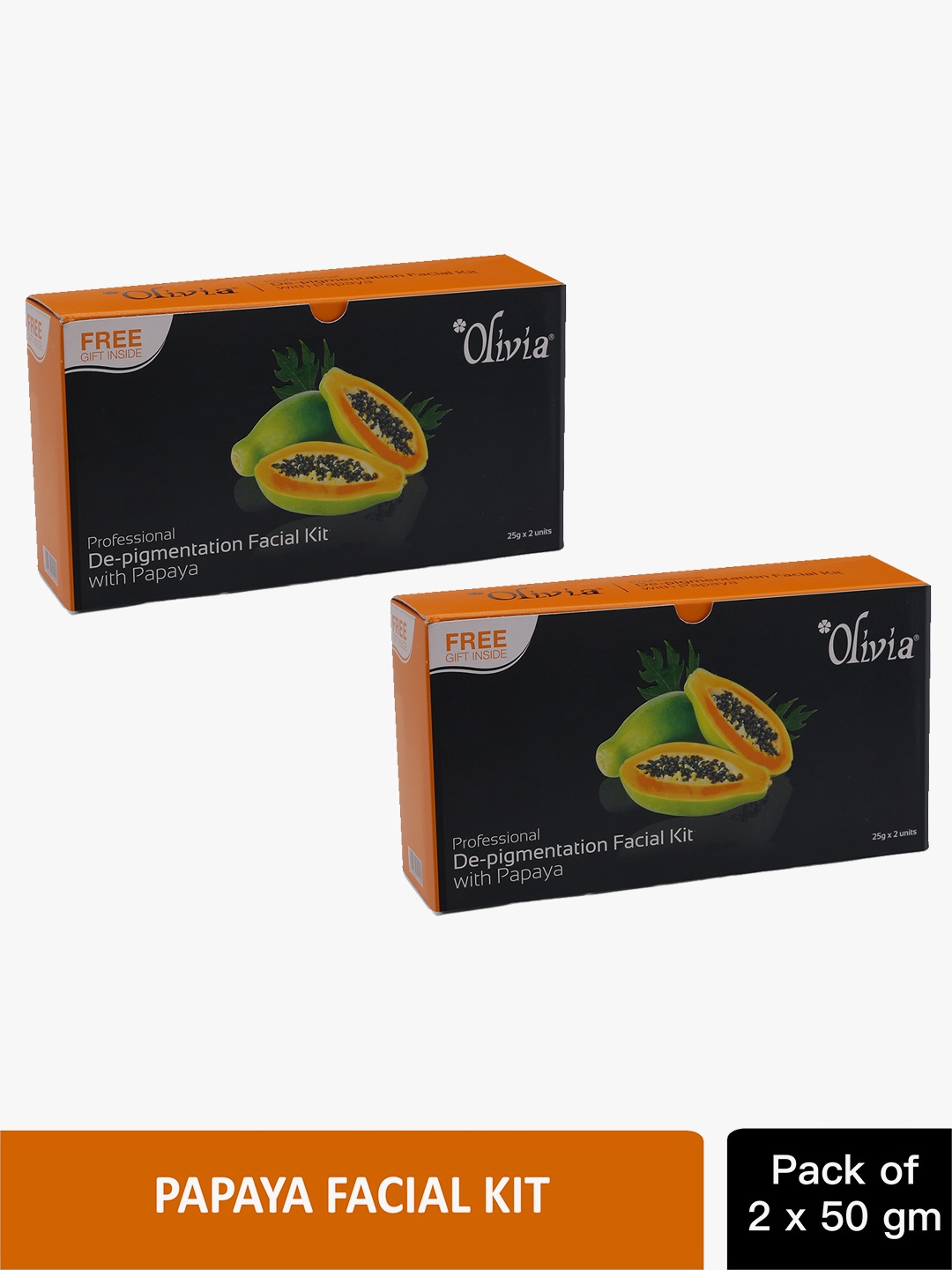 

Olivia Set of 2 Professional De-Pigmentation Papaya Facial Kit, Orange