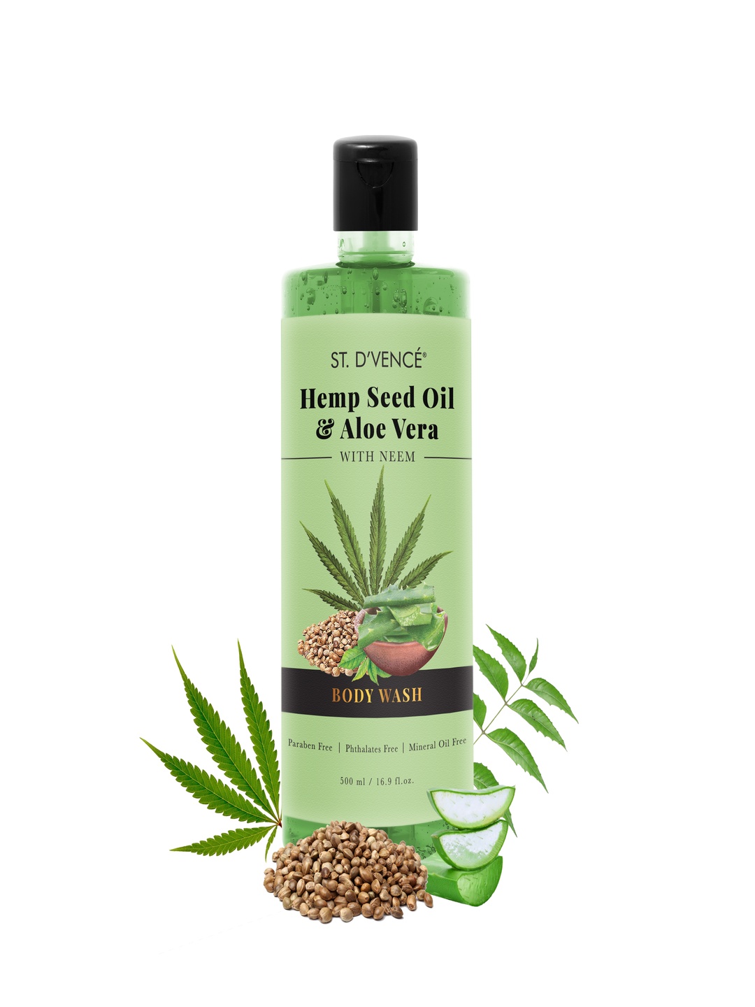 

ST. DVENCE Unisex Hemp Seed Oil With Neem Body Wash 500 ml, Green