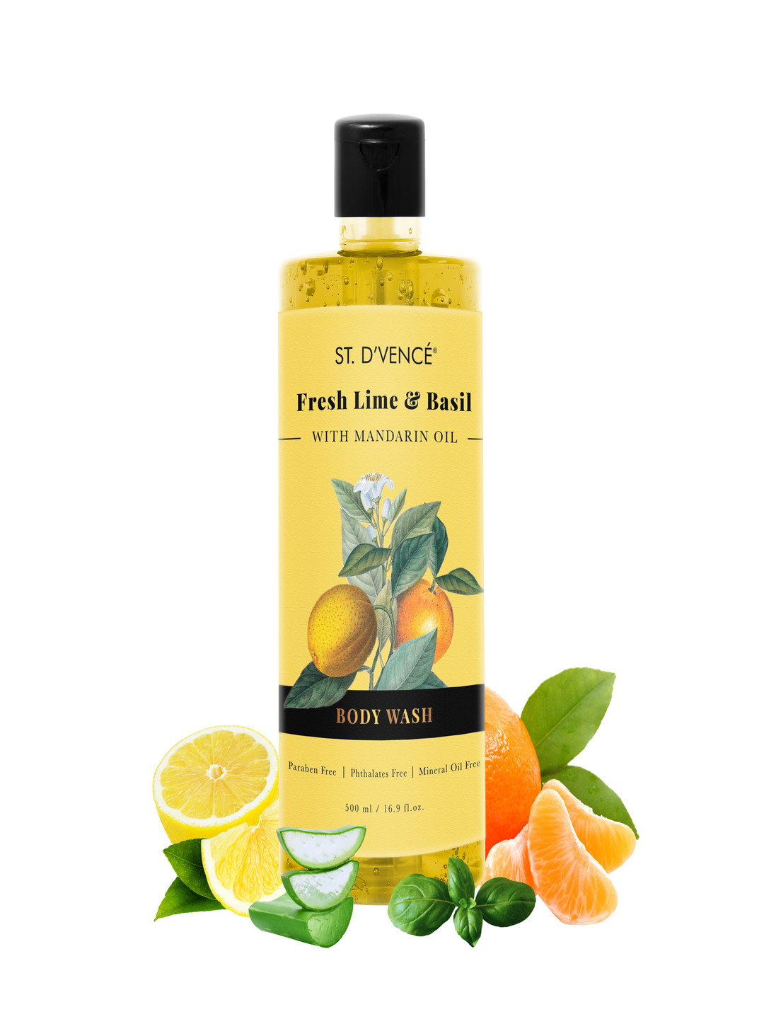 

ST. DVENCE Unisex Fresh Lime & Basil with Mandarin Oil Body Wash 500 ml, Yellow