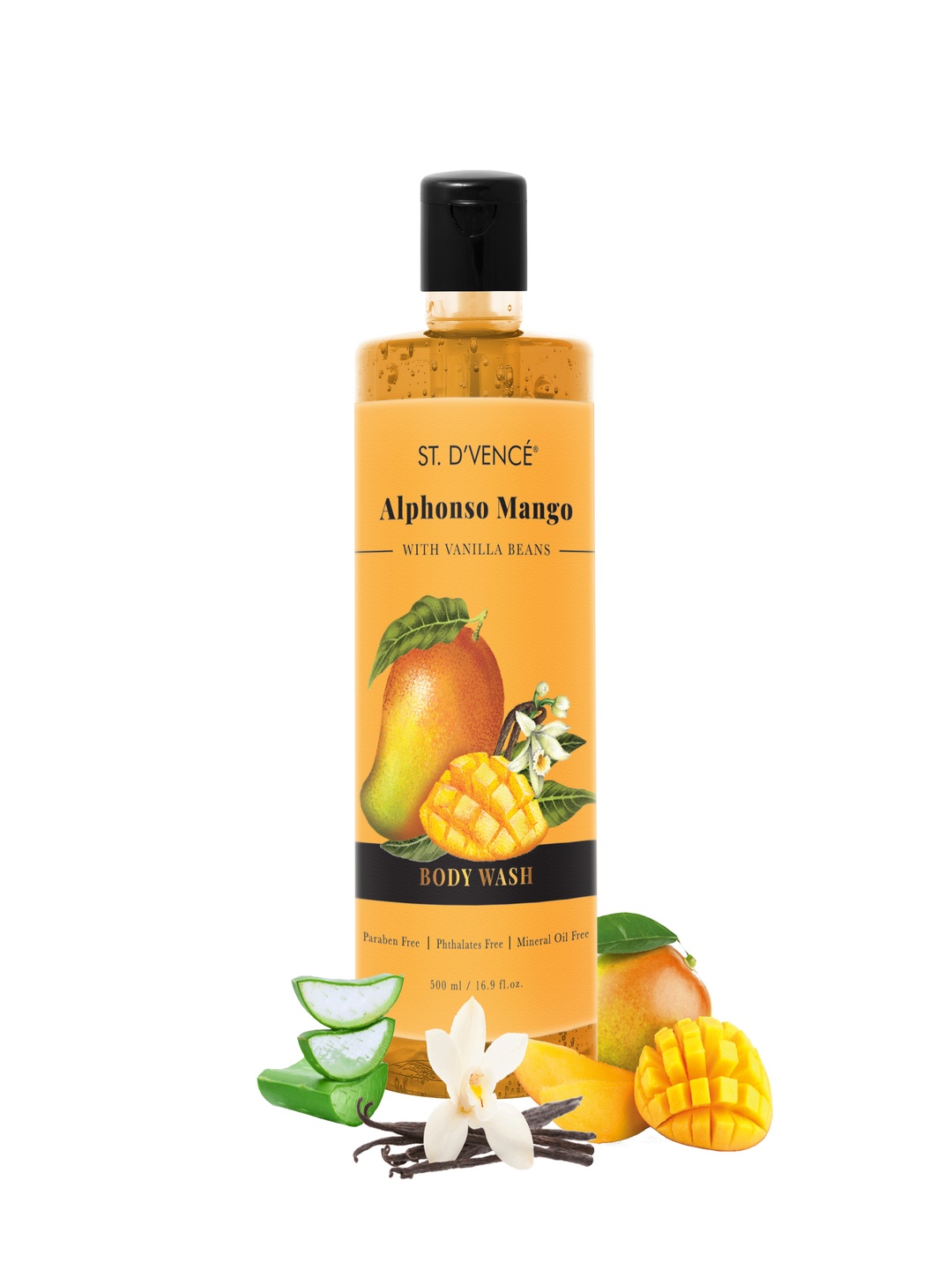 

ST. DVENCE Unisex Alphonso Mango with Vanilla Beans Body Wash 500 ml, Orange