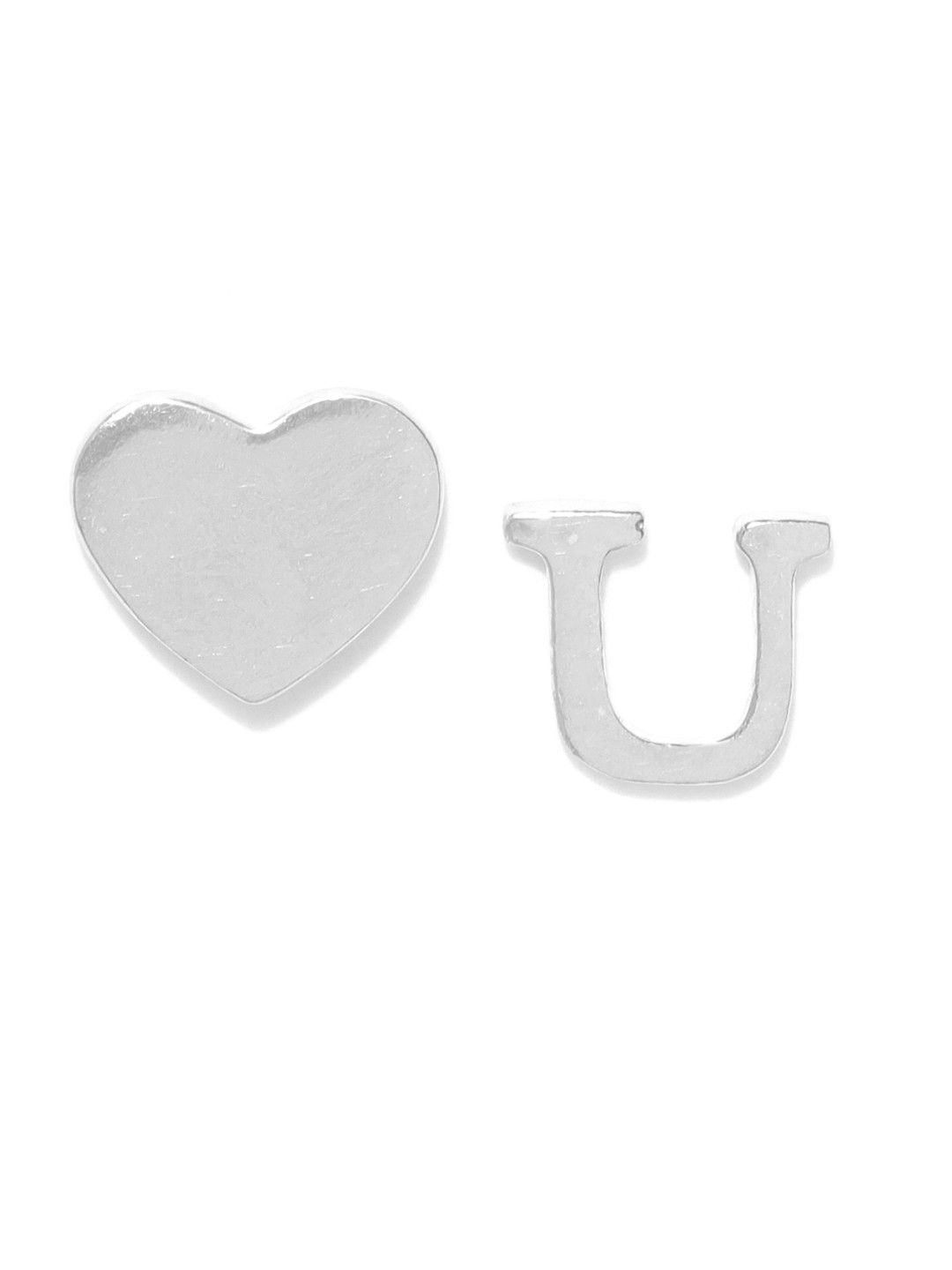 

Carlton London Silver-Toned Rhodium-Plated Quirky Mismatch CZ-Studs