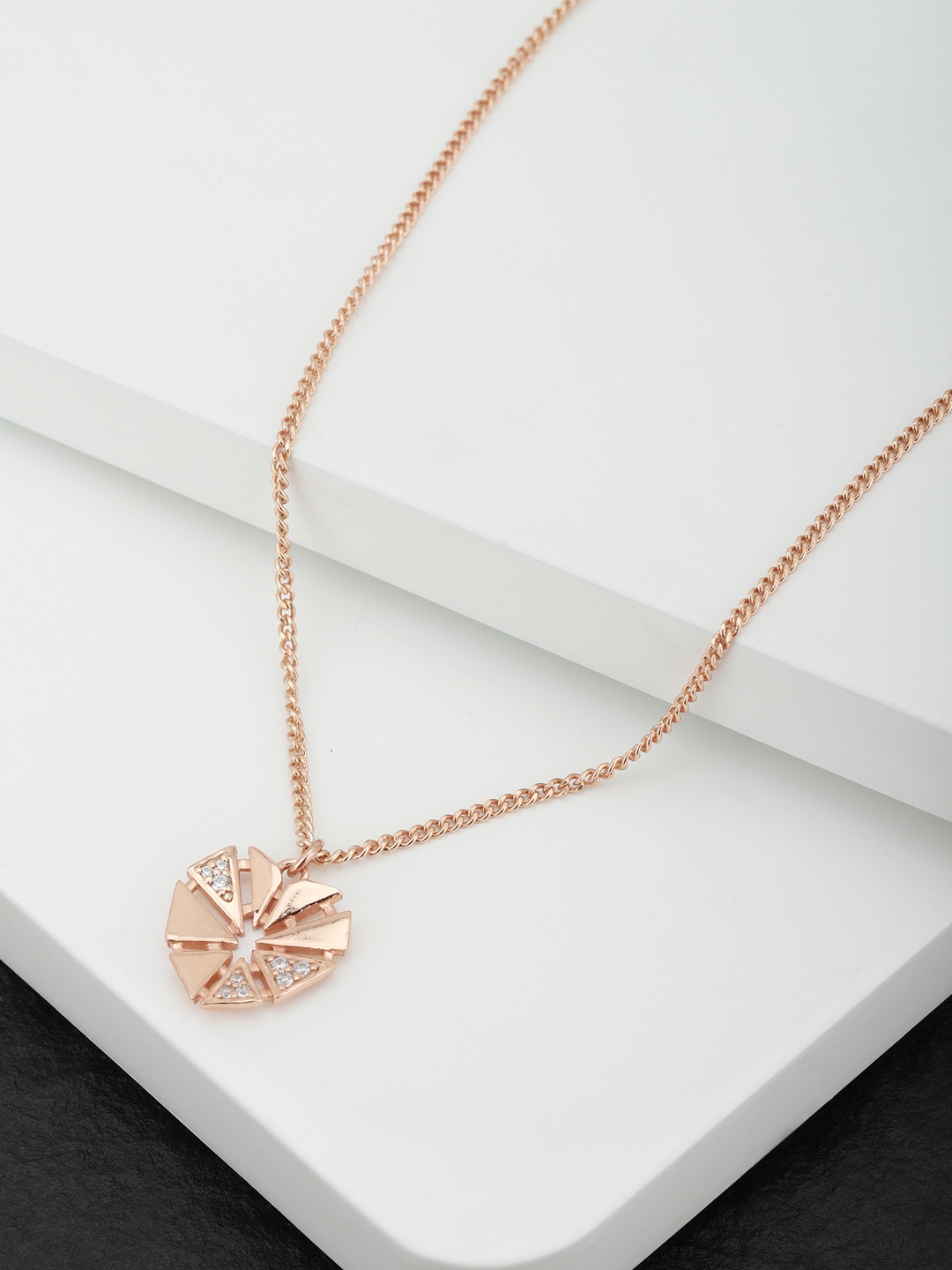 

Carlton London Rose Gold-Plated CZ-Studded Heart-Shaped Necklace