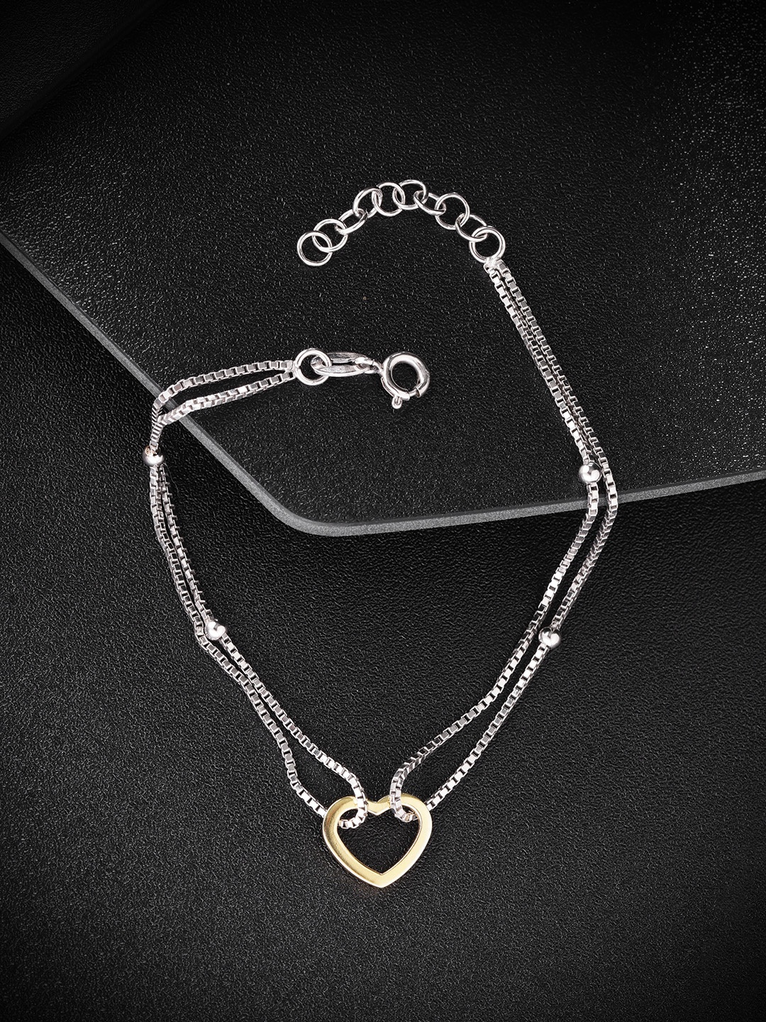 

Carlton London Silver-Toned & Gold-Toned Rhodium-Plated Multistranded Bracelet