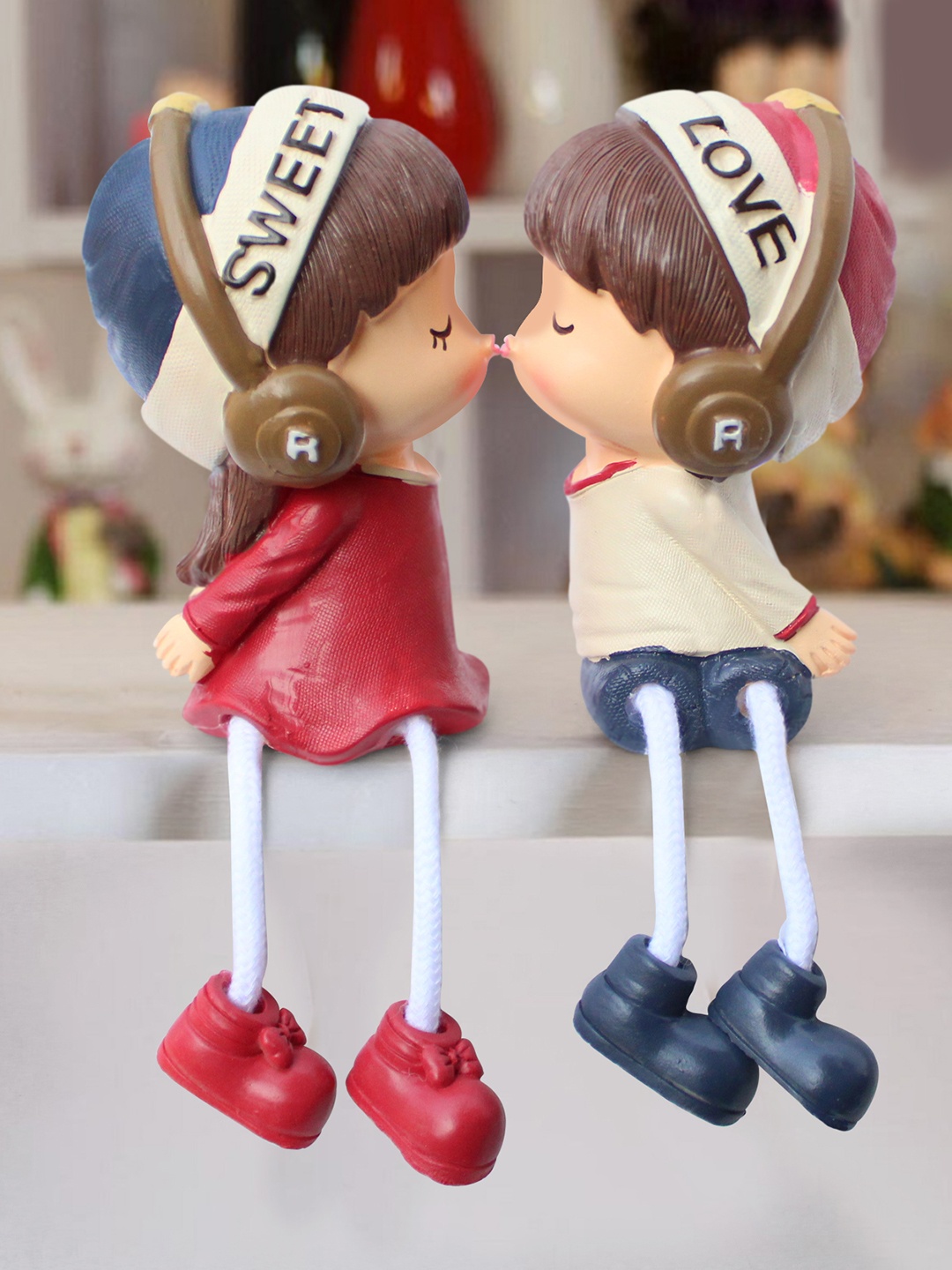

TIED RIBBONS Brown & Pink Romantic Couple Showpiece