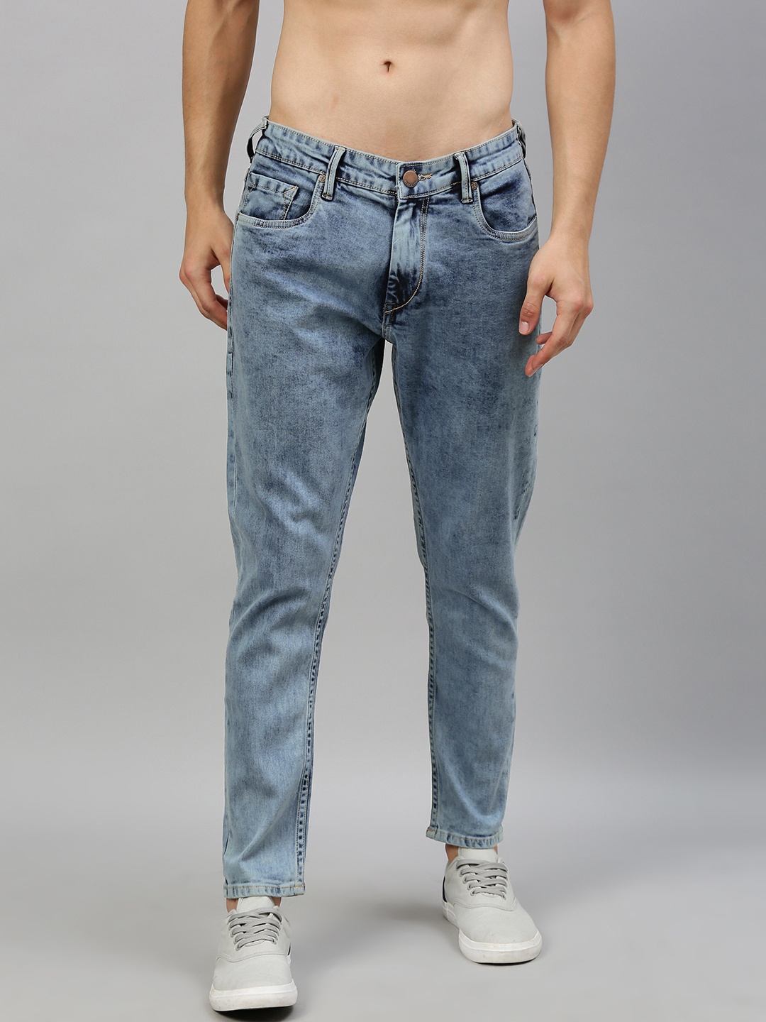 

HERE&NOW Men Blue Slim Tapered Fit Mid-Rise Clean Look Stretchable Ankle Length Jeans