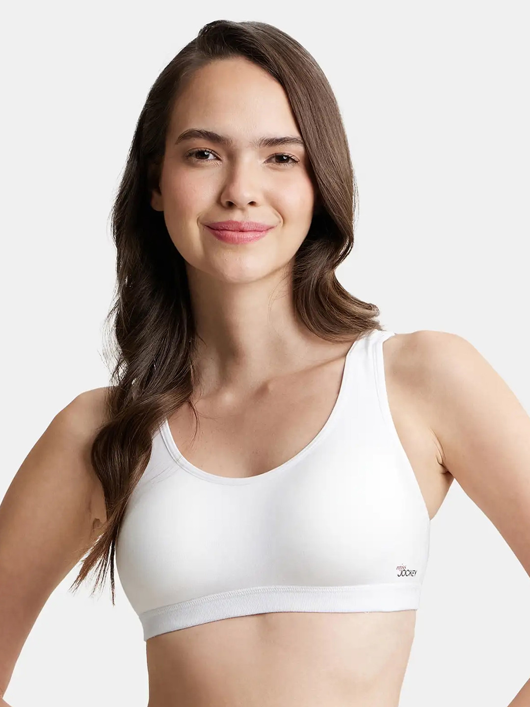 

Jockey White Solid Non-Wired Lightly Padded Beginners Uniform Bra MJ10-0105