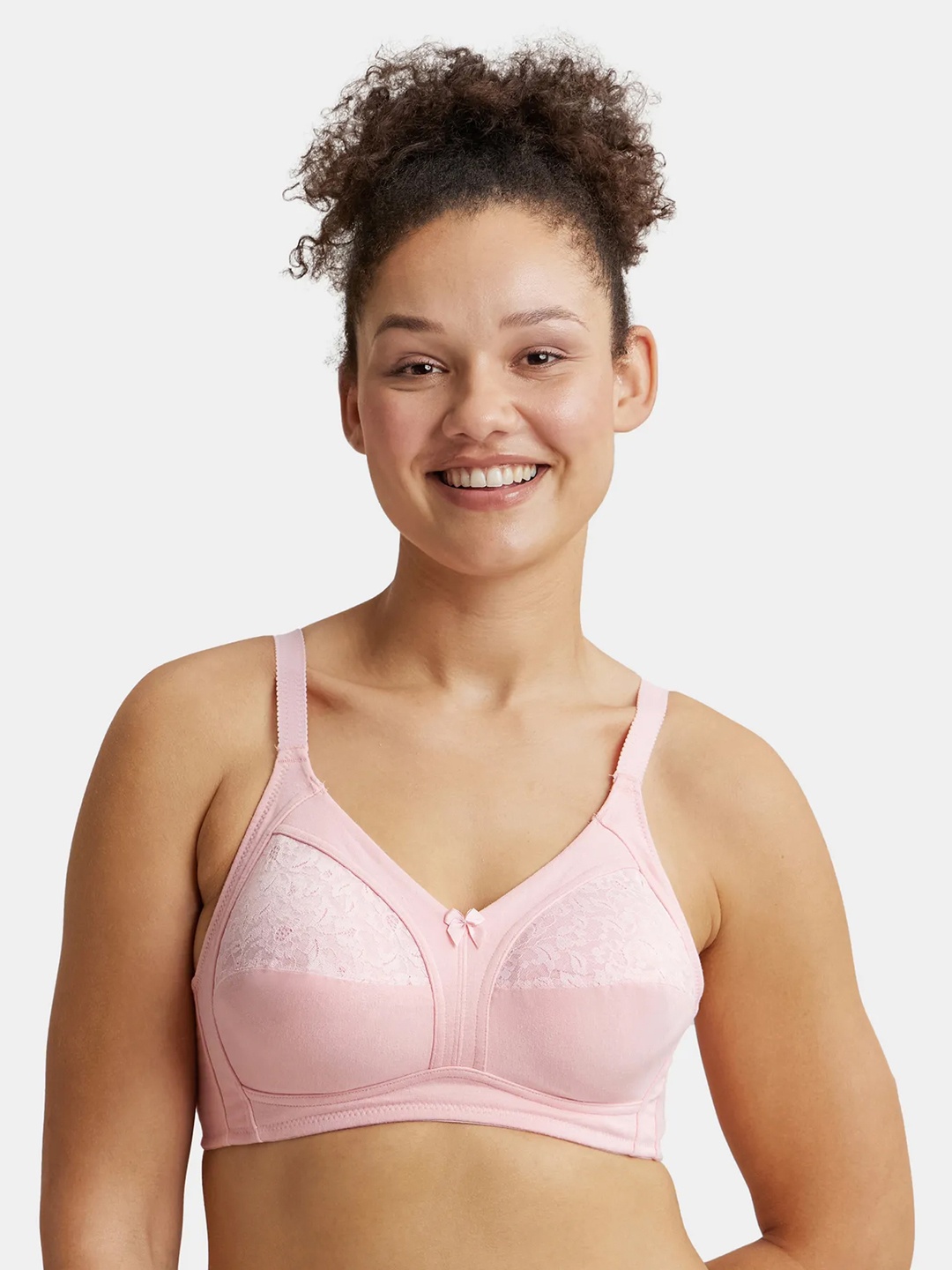 

Jockey Pink Solid Non-Wired Non Padded Everyday Bra with Lace Inserts ES14-0105