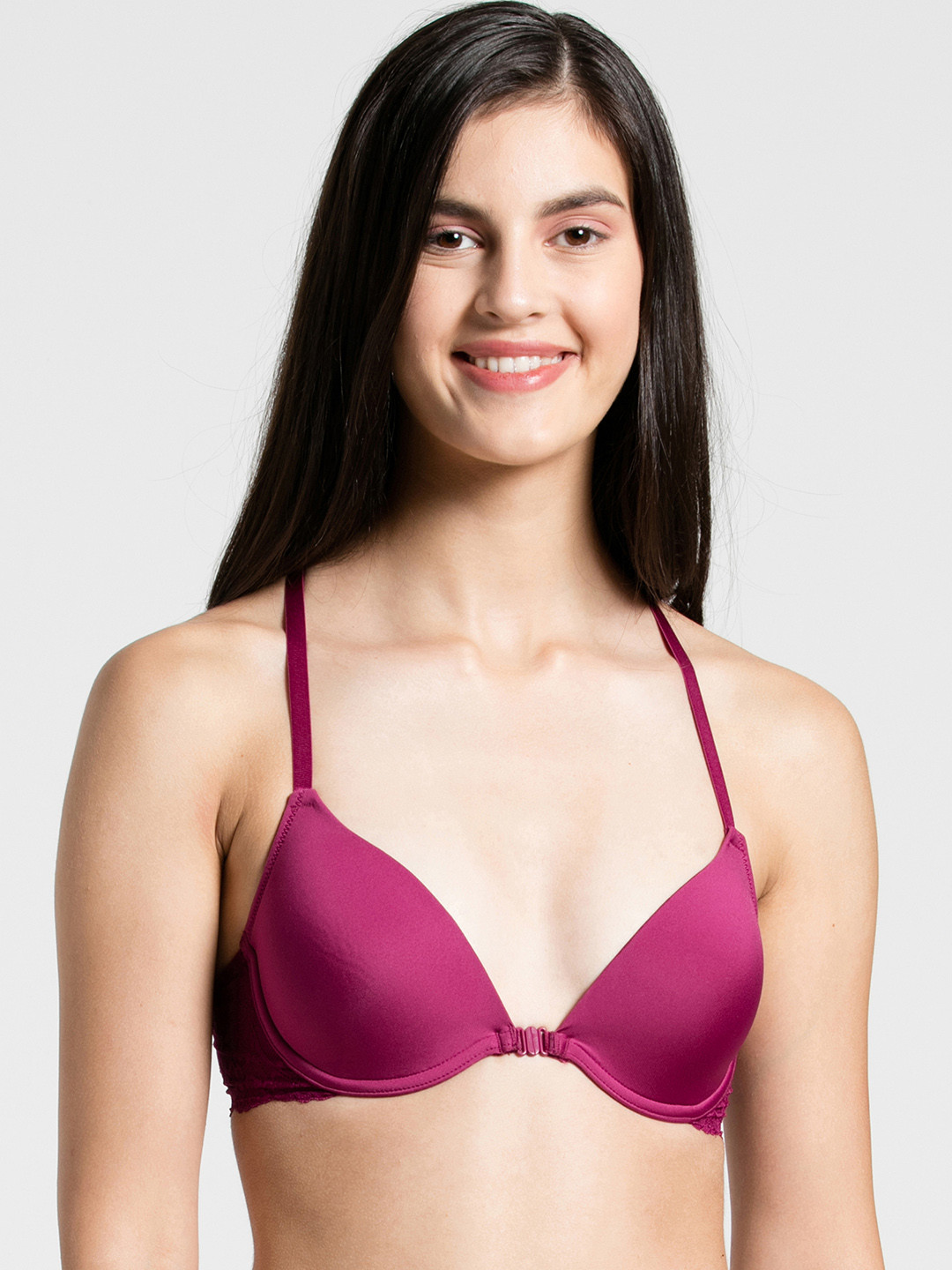 

Jockey Magenta Pink Solid Underwired Padded Front Opening T-Shirt Bra 1815-0103-PNKWI