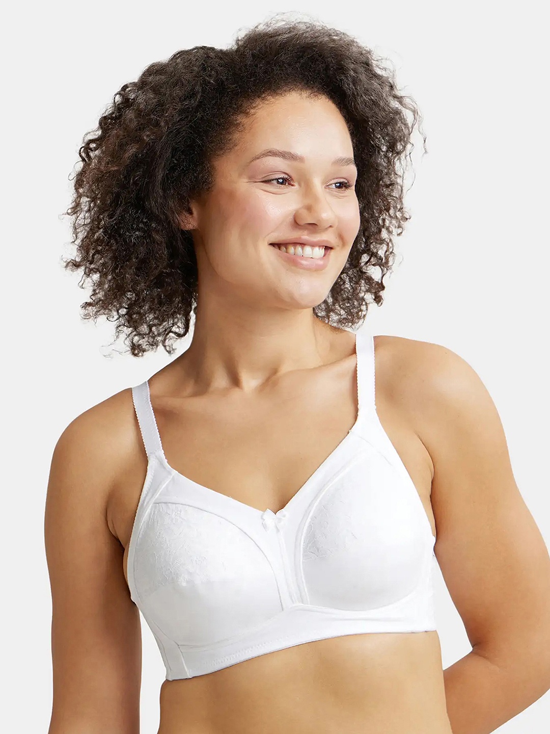 

Jockey White Solid Non-Wired Non Padded Everyday Bra with Lace Inserts ES14-0105