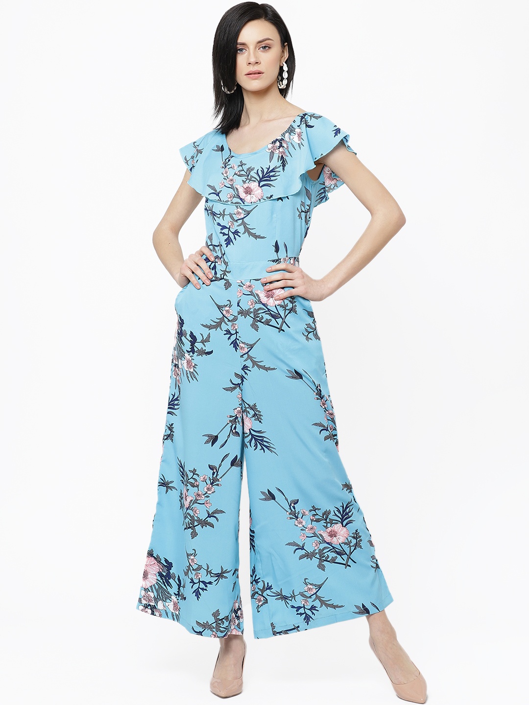 

Deewa Women Blue & Pink Printed Basic Jumpsuit