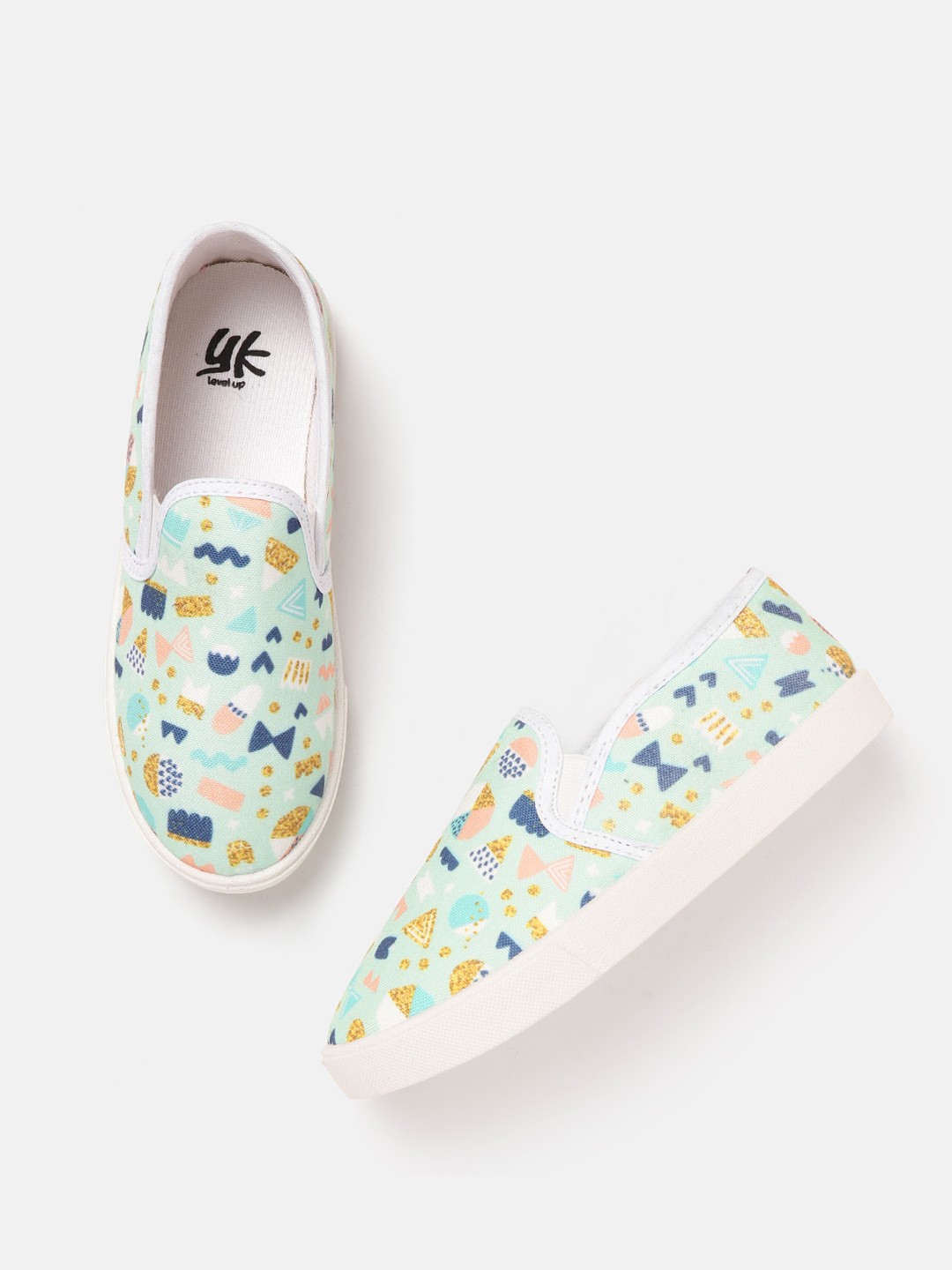 

YK Girls Sea Green & Navy Printed Slip-On Sneakers