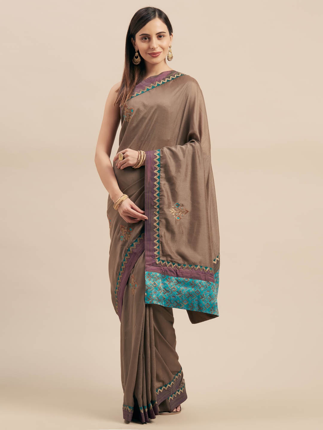 

Mitera Grey Woven Design Silk Blend Saree