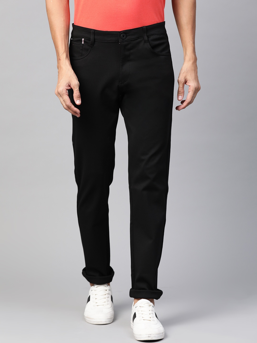 

SPYKAR Men Black Regular Fit Solid Trousers