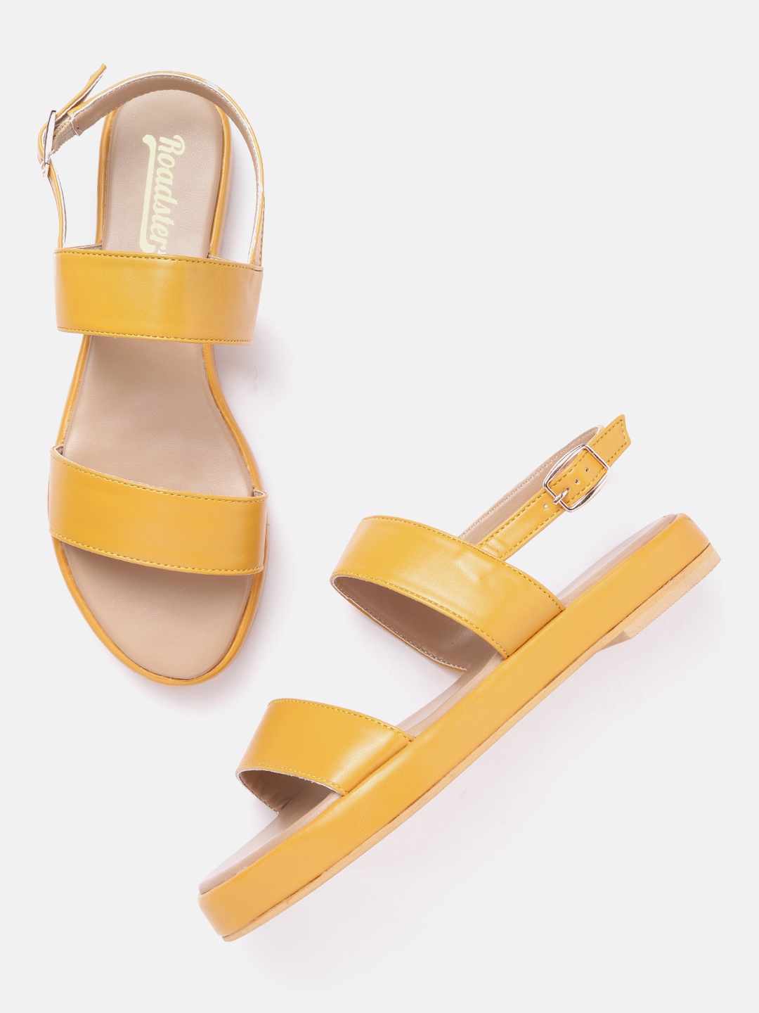 

Roadster Women Mustard Yellow Solid Open Toe Flats