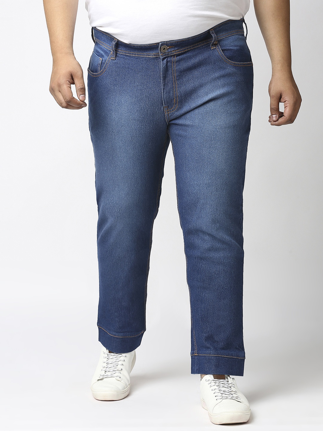 

Freeform by High Star Men Plus Size Mid-Rise Clean Look Stretchable Jeans, Blue