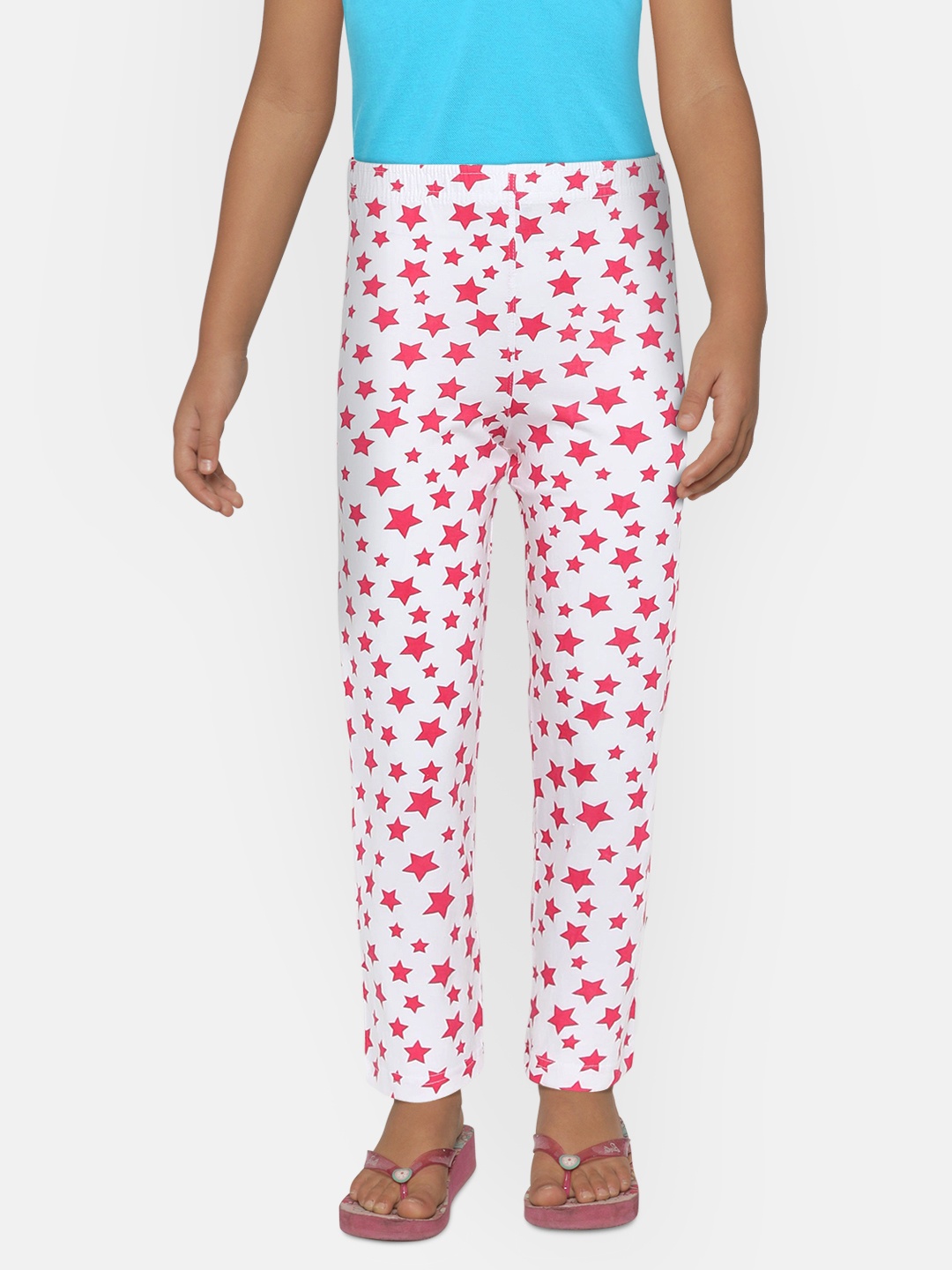 

SINI MINI Girls White & Pink Printed Lounge Pants