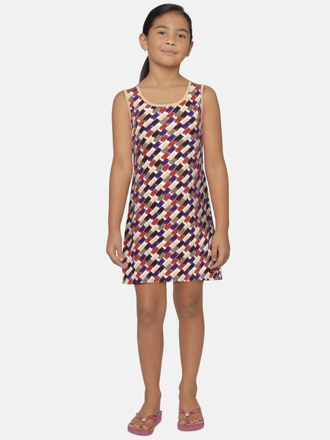 

SINI MINI Girls Multicoloured Printed Nightdress, Multi