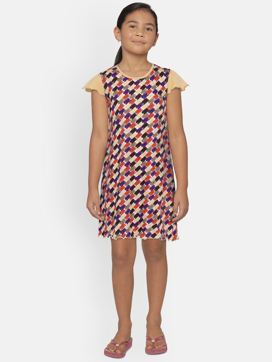 

SINI MINI Girls Multicoloured Printed Nightdress, Multi