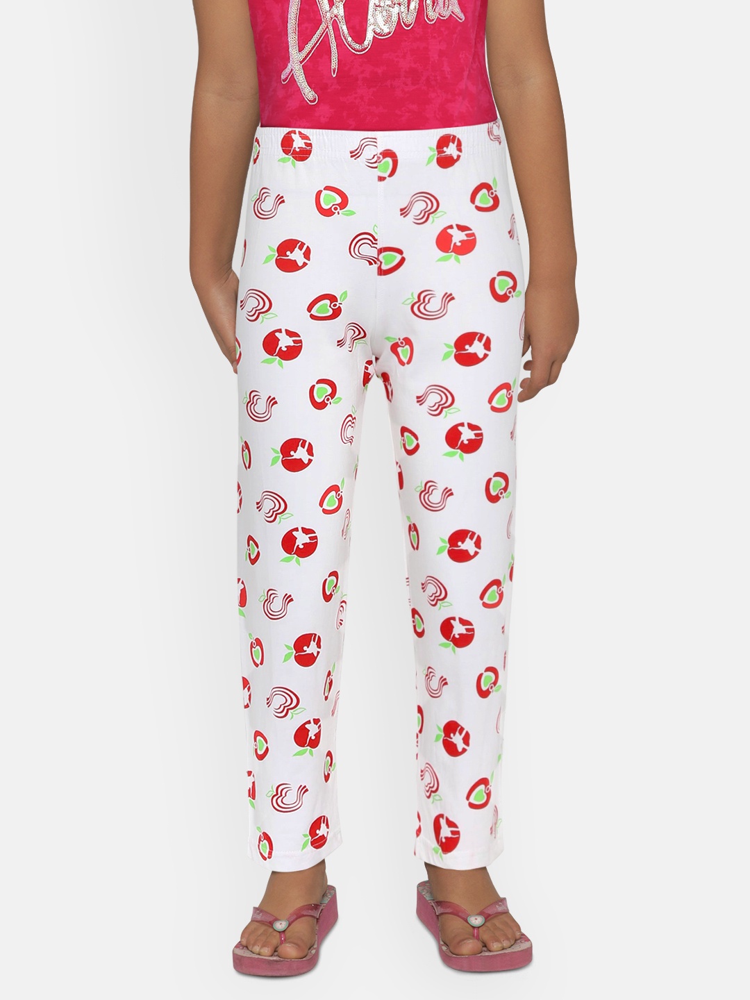 

SINI MINI Girls White & Red Printed Lounge Pants