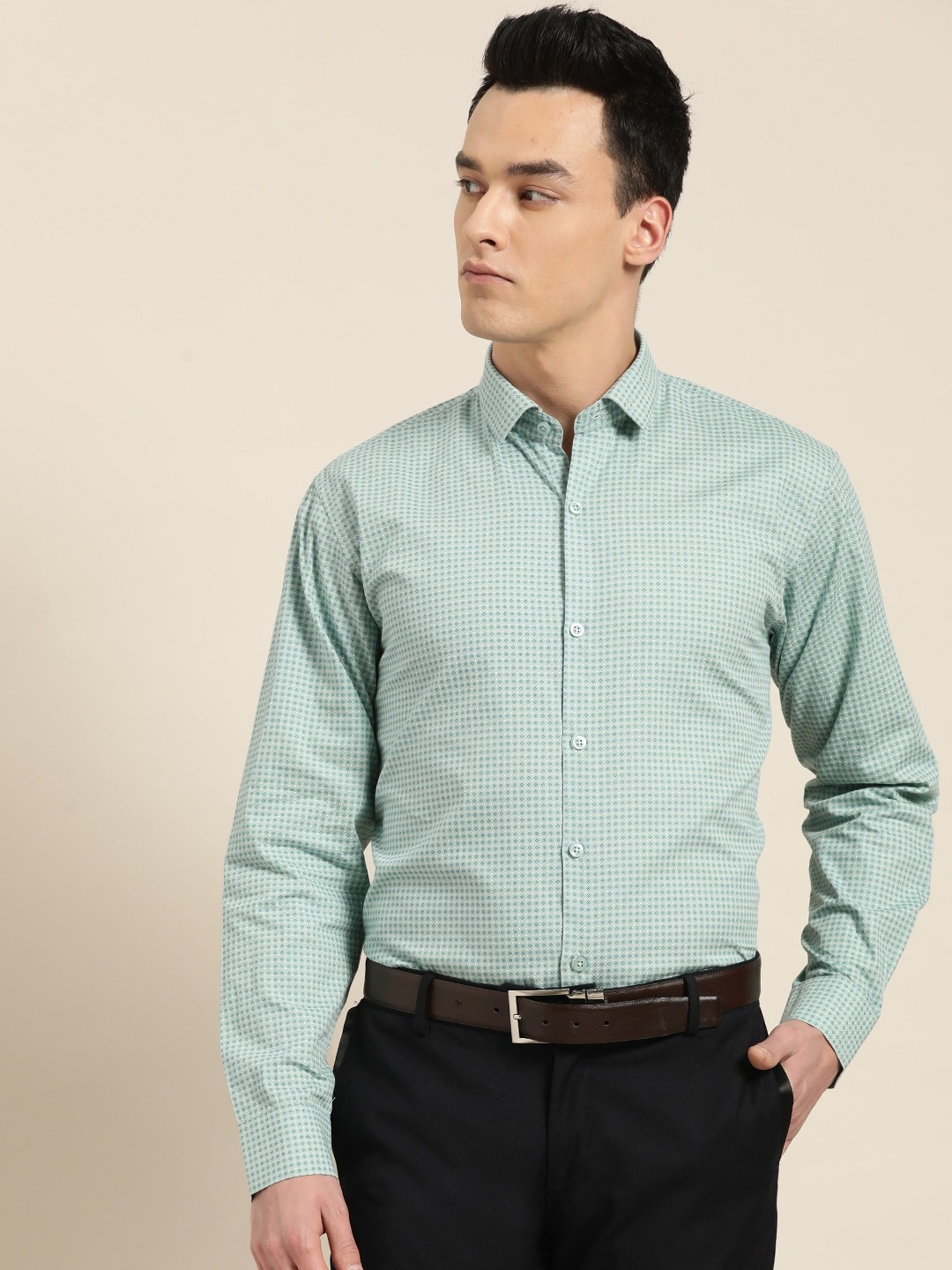 

SOJANYA Men Green & Blue Classic Regular Fit Printed Formal Shirt