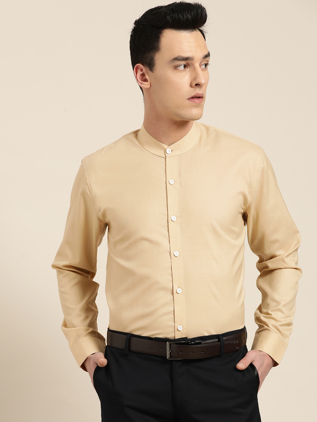 

SOJANYA Men Beige Classic Regular Fit Solid Formal Shirt
