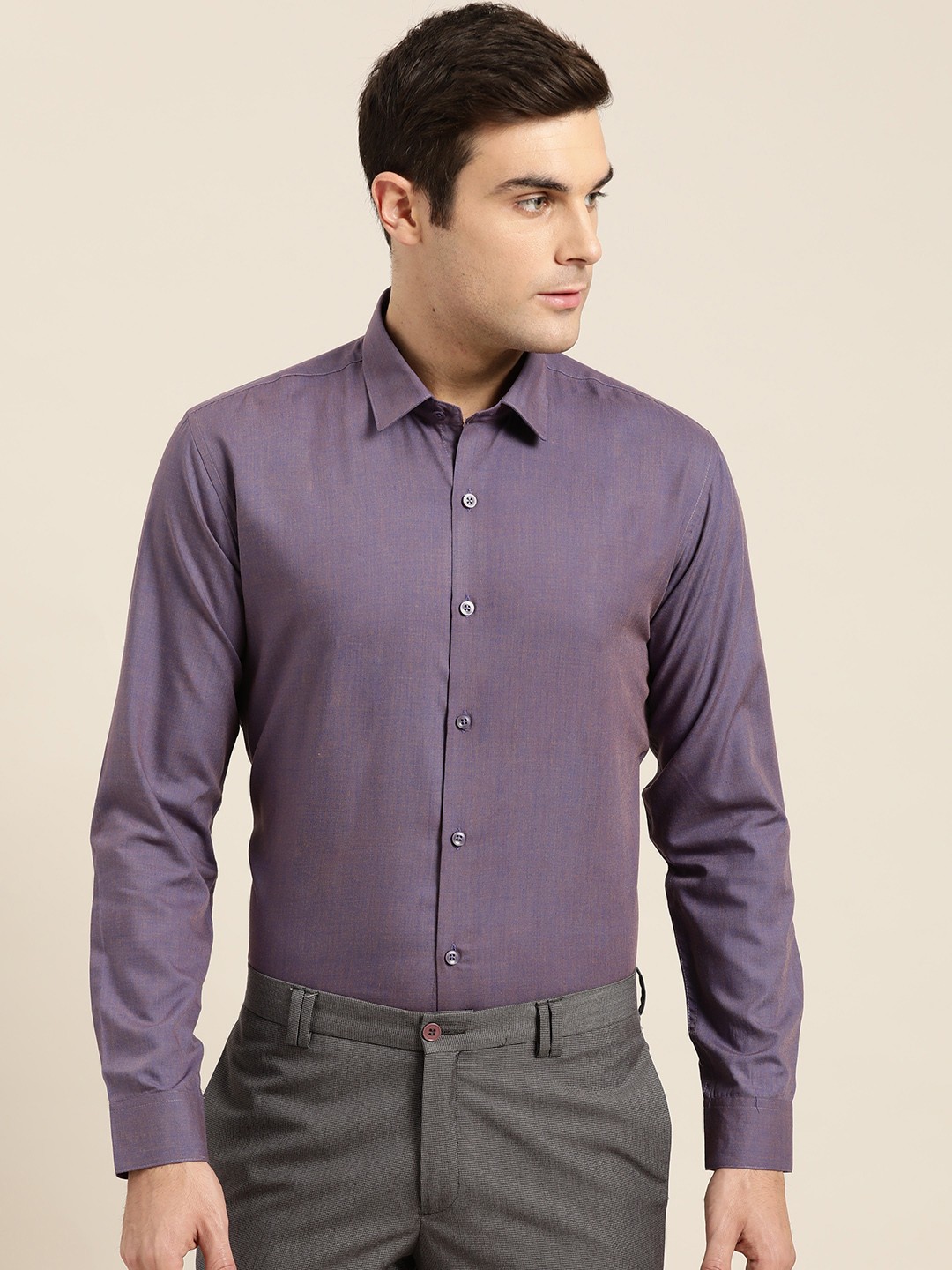 

SOJANYA Men Purple Classic Regular Fit Solid Formal Shirt