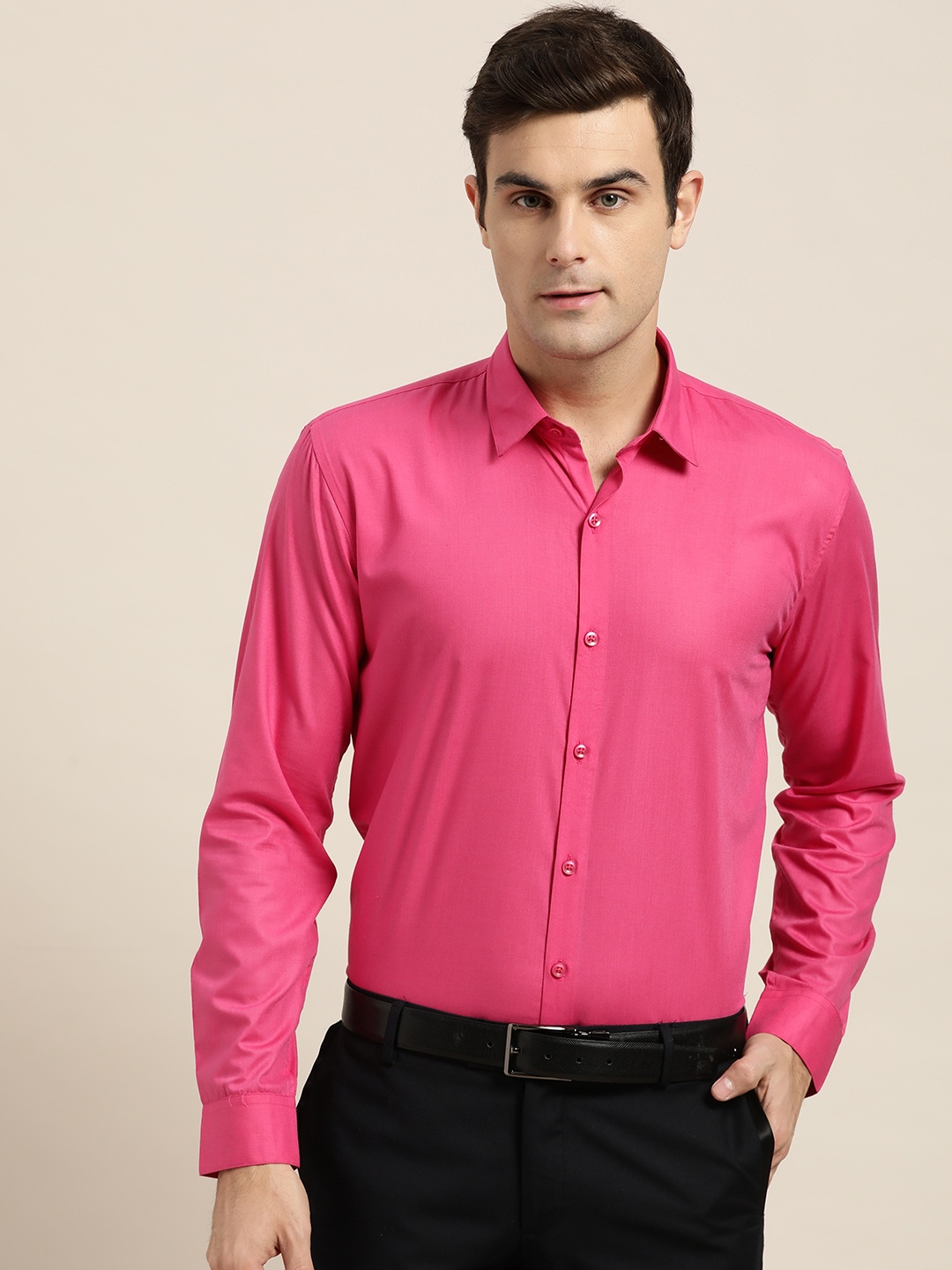 

SOJANYA Men Pink Classic Regular Fit Solid Formal Shirt