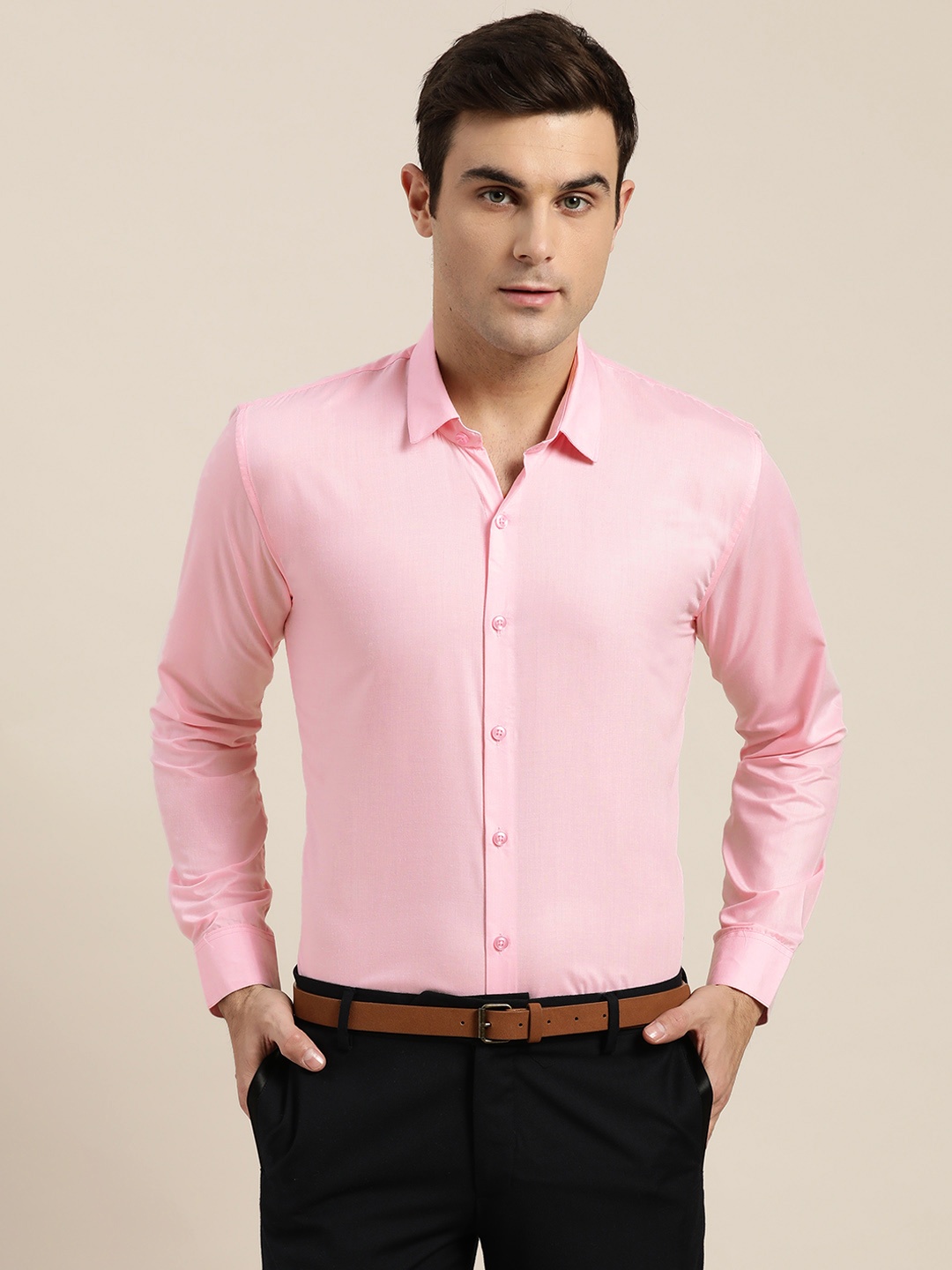 

SOJANYA Men Pink Classic Regular Fit Solid Formal Shirt