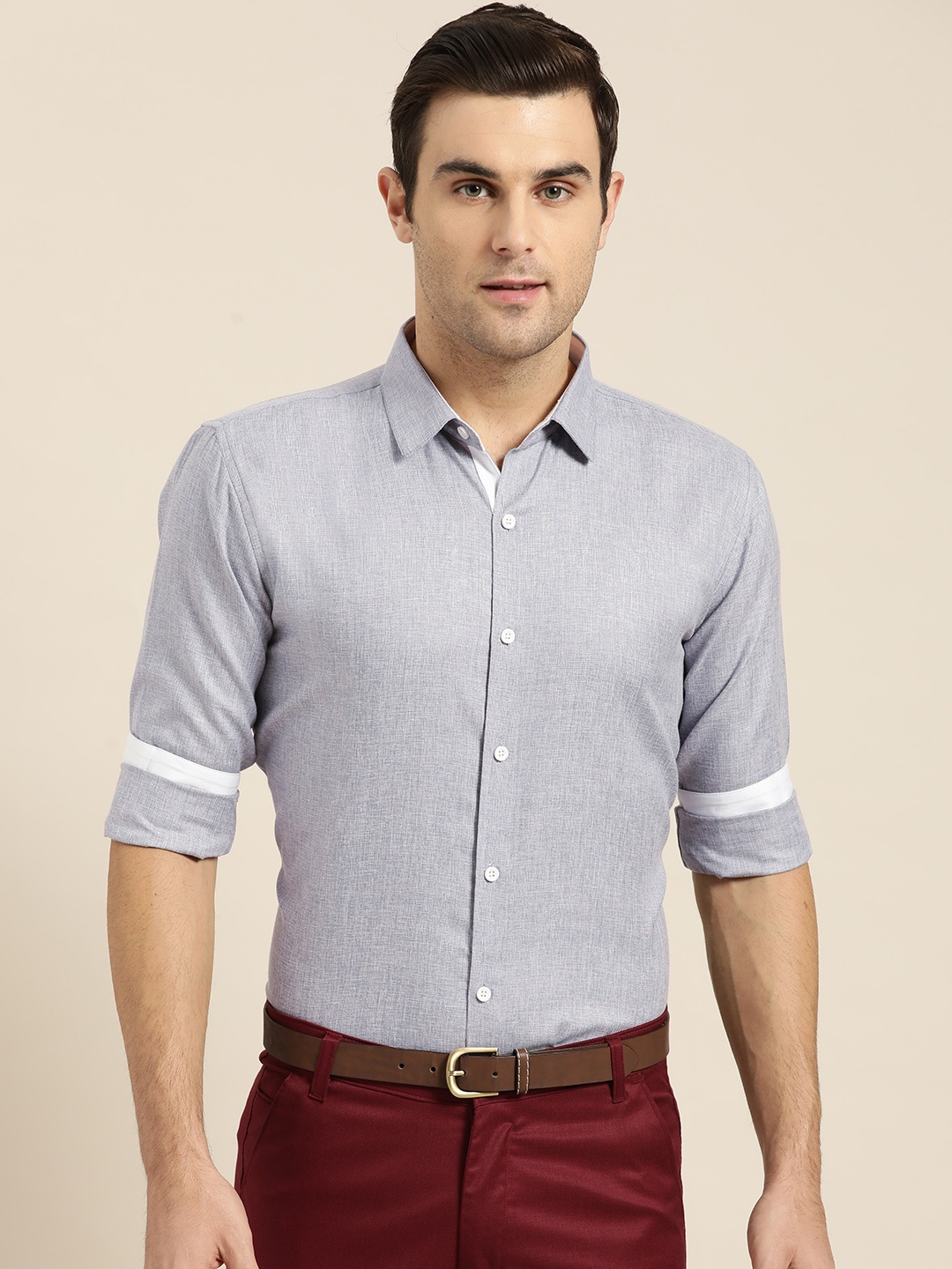 

SOJANYA Men Grey Classic Regular Fit Solid Formal Shirt