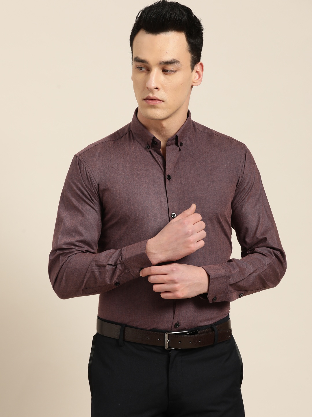

SOJANYA Men Brown Classic Regular Fit Solid Formal Shirt