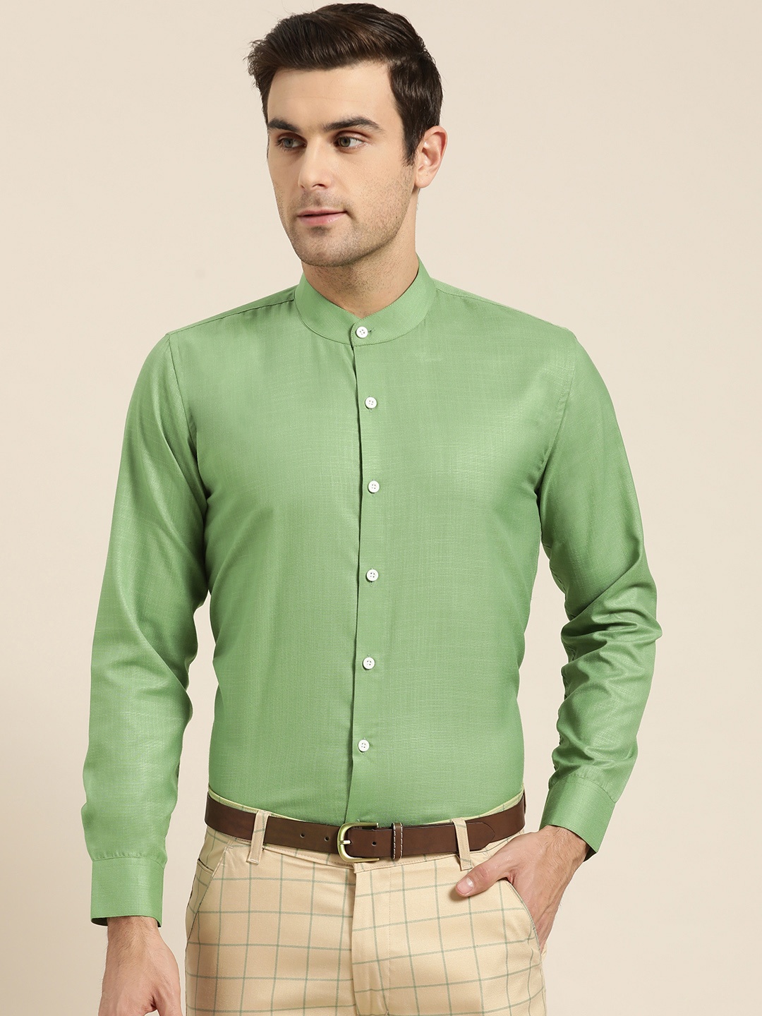 

SOJANYA Men Green Classic Regular Fit Solid Formal Shirt