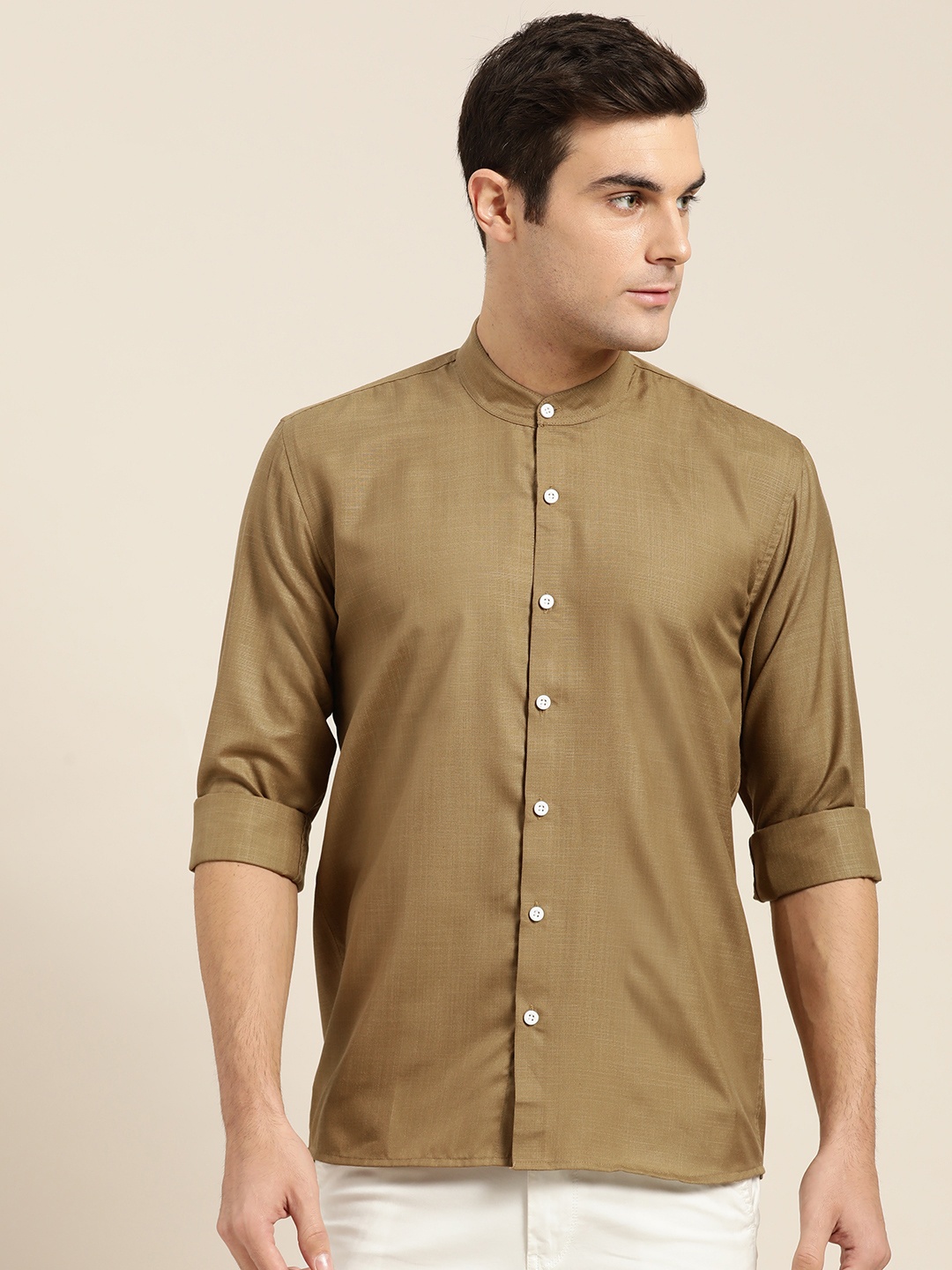 

SOJANYA Men Brown Classic Regular Fit Solid Smart Casual Shirt