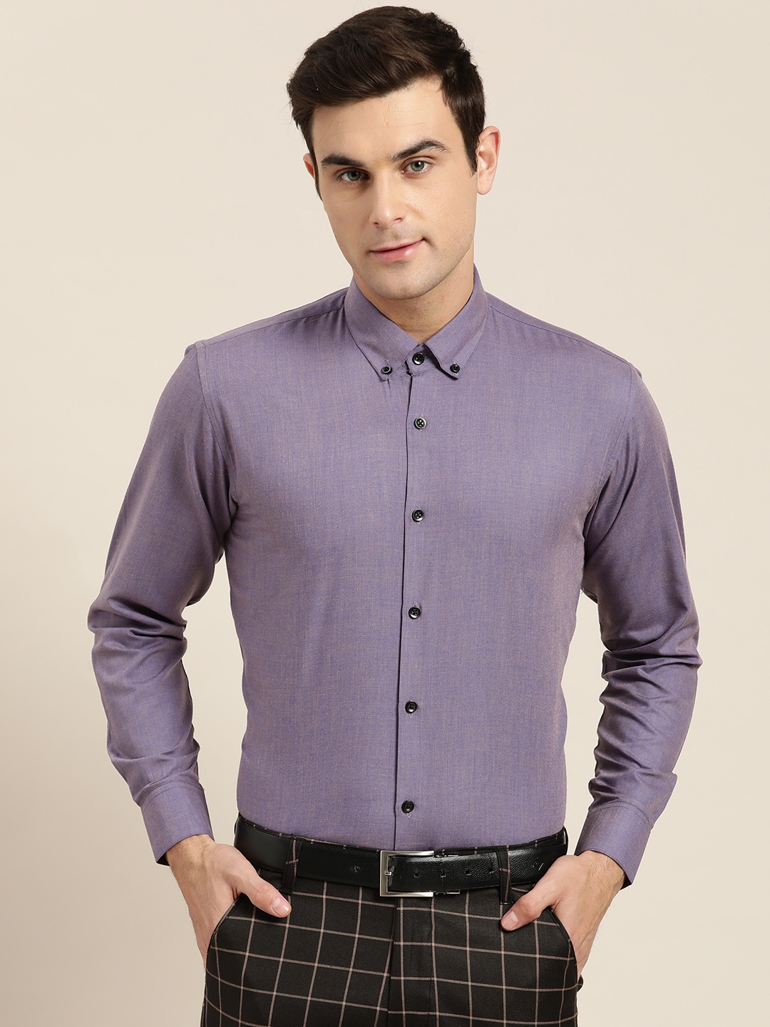 

SOJANYA Men Purple Classic Regular Fit Solid Formal Shirt